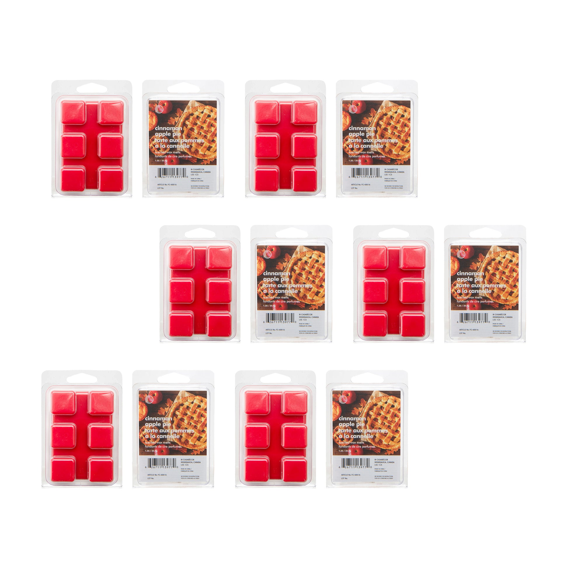 6 Pack Scented Wax Melts Cinnamon Apple Pie, Scented Candle, Holiday Decor- Set of 6
