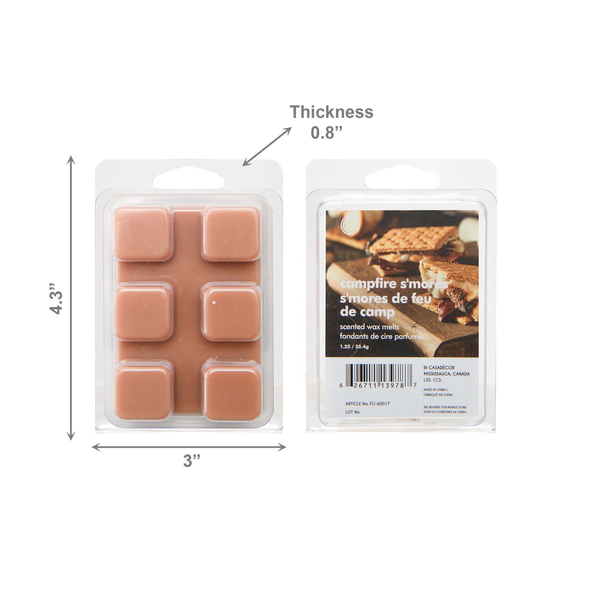 6 Pack Scented Wax Melts Campfire S'mores, Scented Candle, Holiday Decor- Set of 6