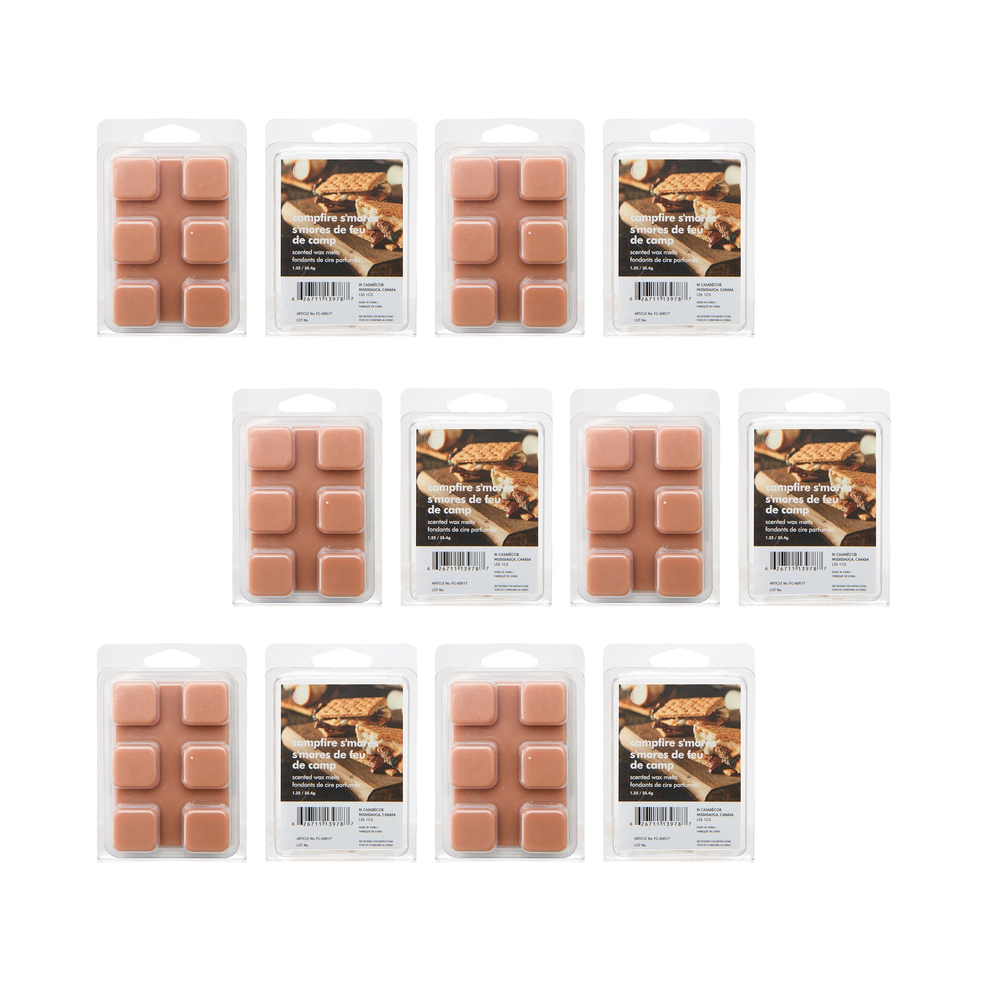 6 Pack Scented Wax Melts Campfire S'mores, Scented Candle, Holiday Decor- Set of 6