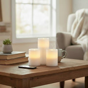 LED 3 Piece Unscented White Candle Gift Set with Remote Control