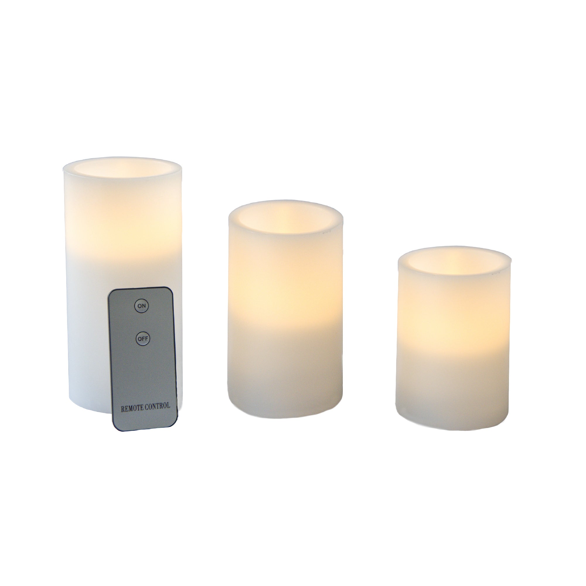 LED 3 Piece Unscented White Candle Gift Set with Remote Control