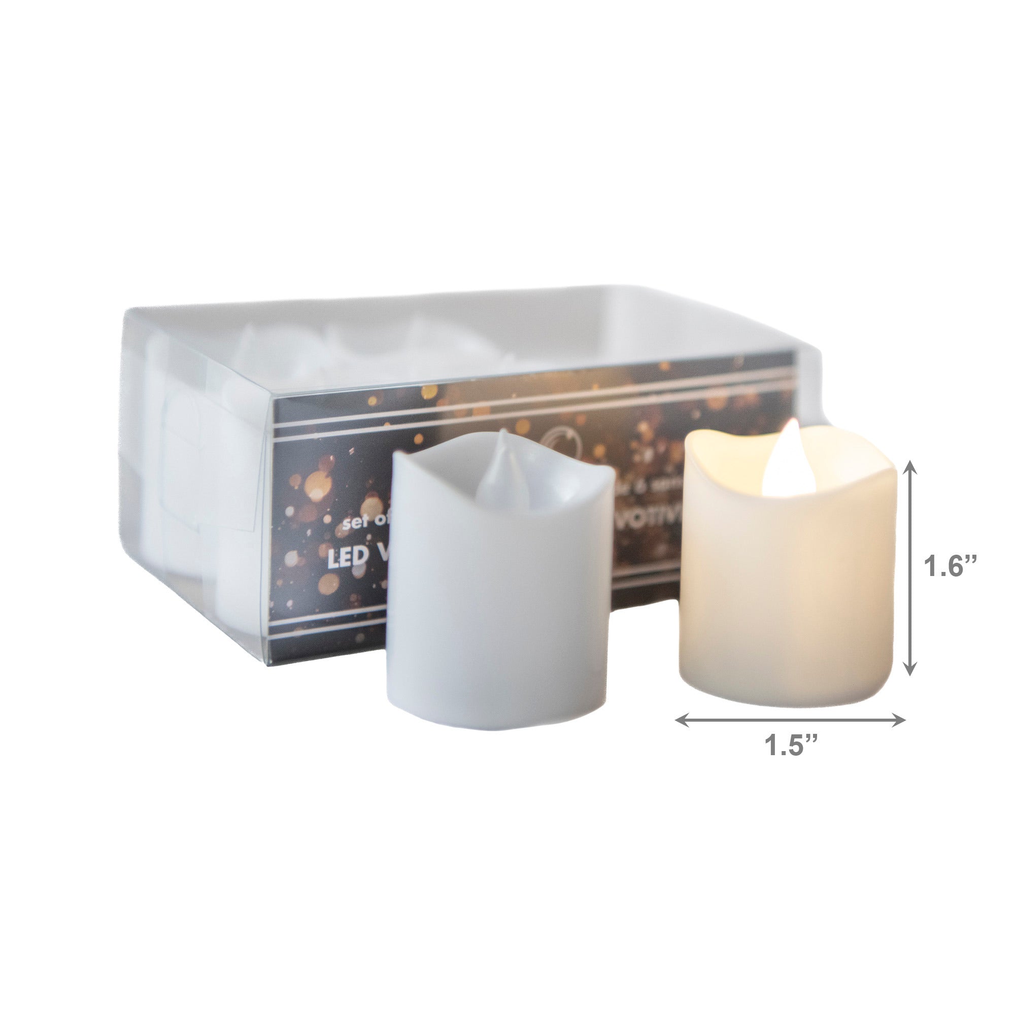 LED 6 Pack White Votive Candles with Warm Light Effect - Set of 2