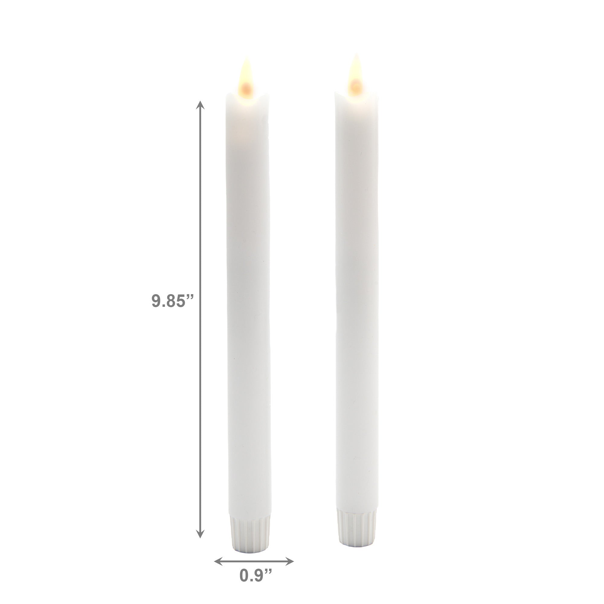 LED 2 Pack White Wax Dinner Candles for Safe Ambient Lighting - Set of 2