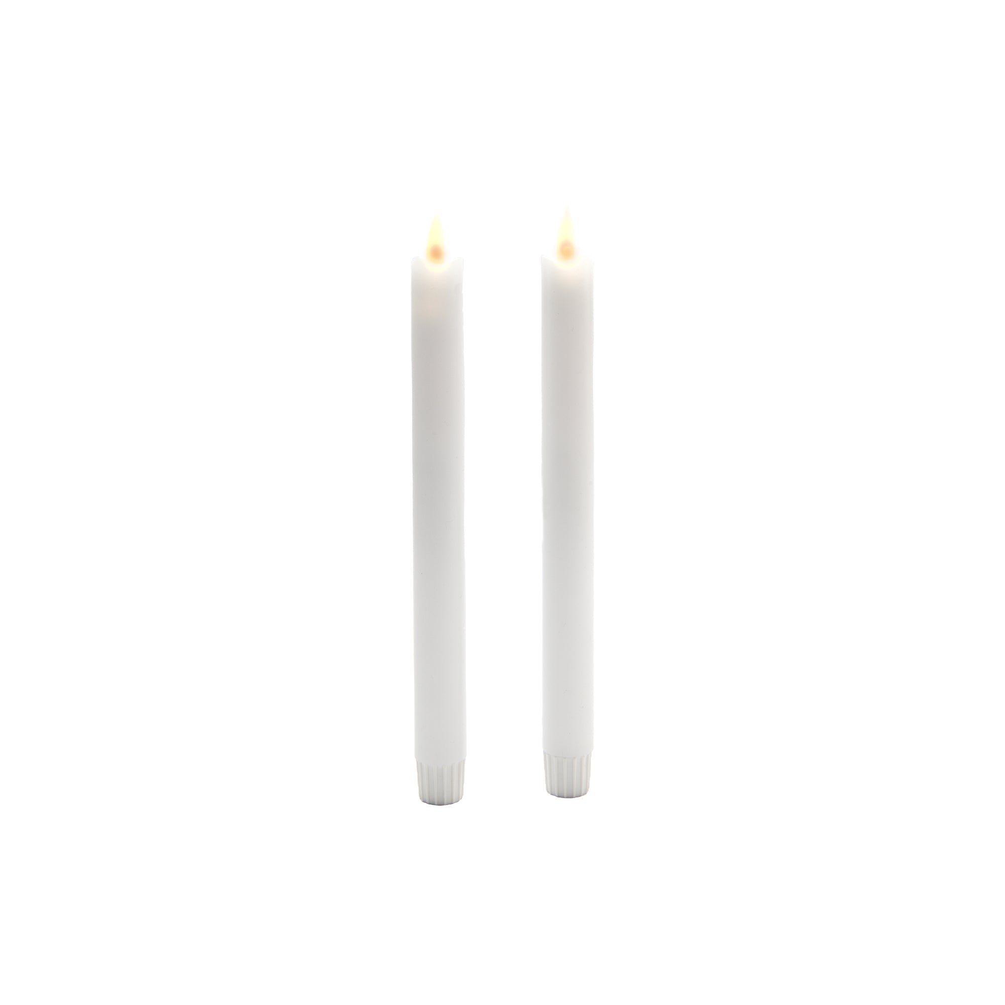 LED 2 Pack White Wax Dinner Candles for Safe Ambient Lighting - Set of 2