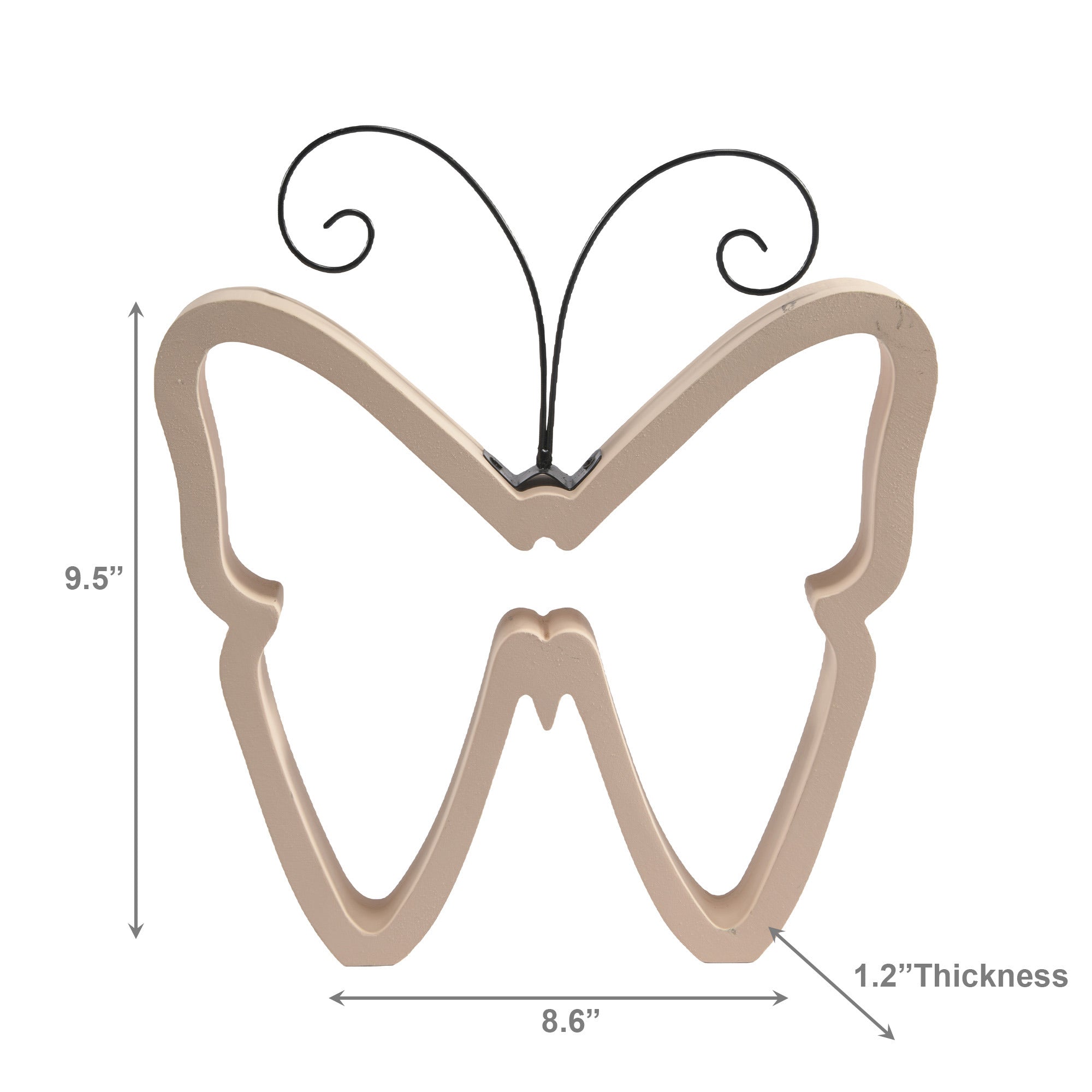 8.6 Inch Wooden Butterfly Wall Decor in Peachy Rose Finish - Set of 2