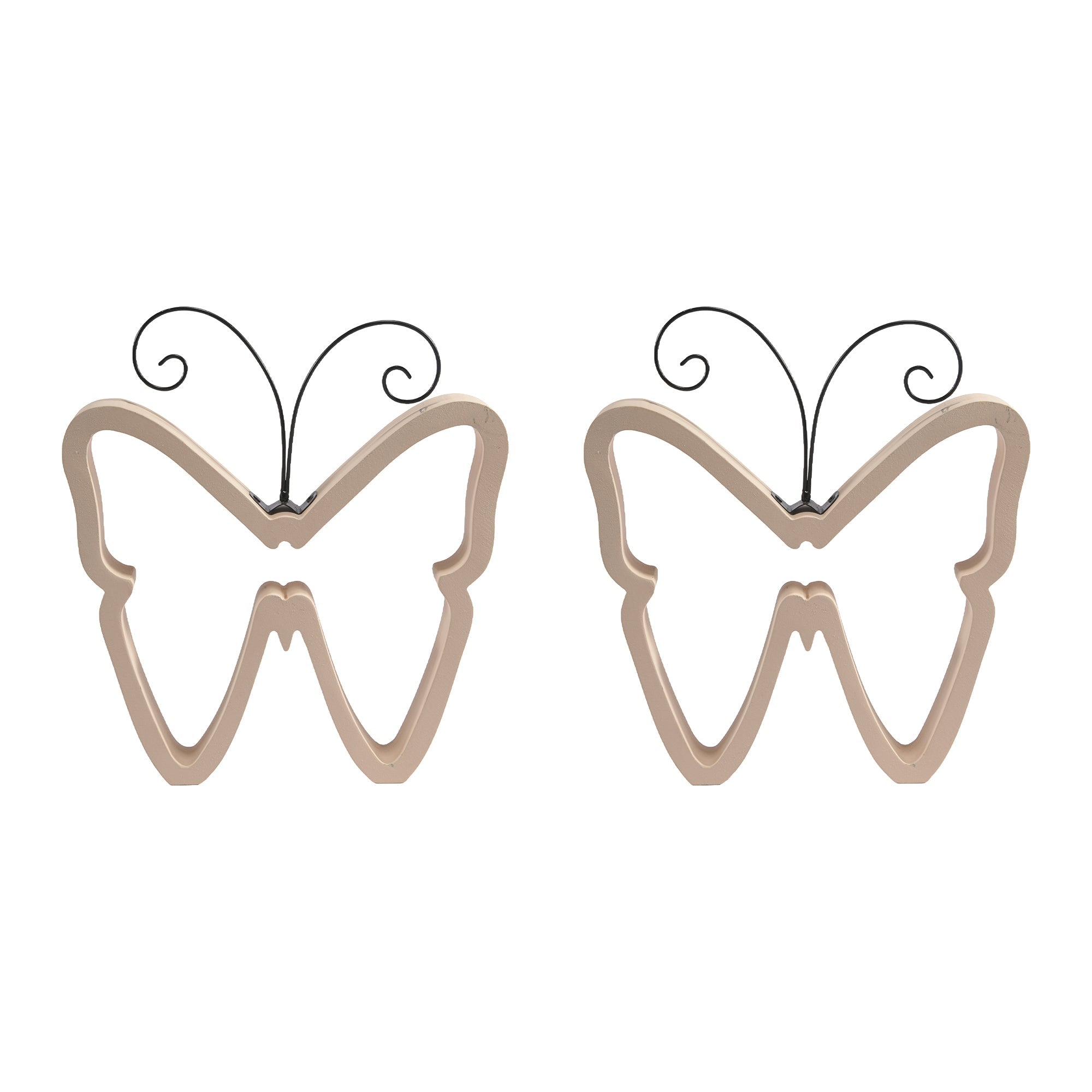 8.6 Inch Wooden Butterfly Wall Decor in Peachy Rose Finish - Set of 2