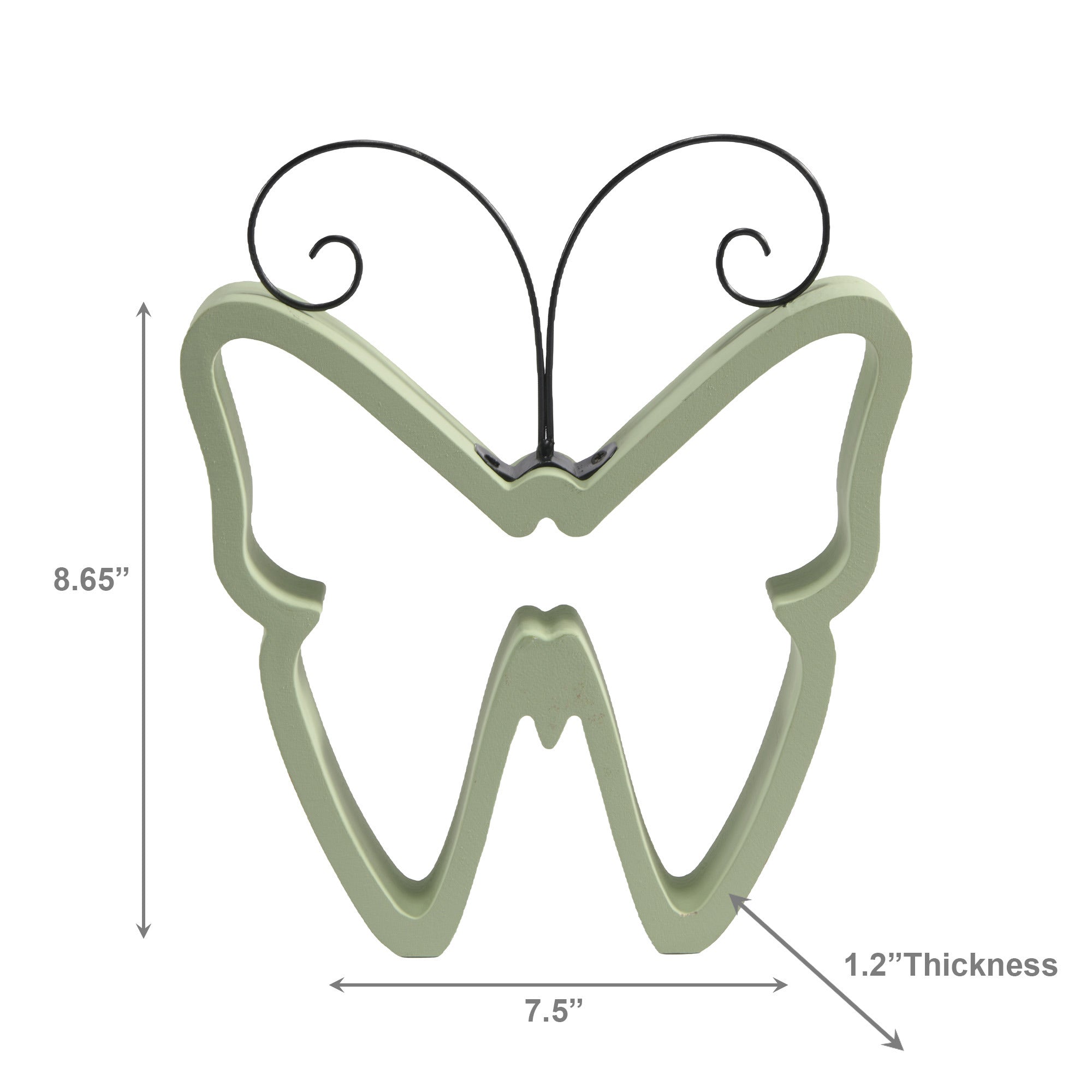 7.5 Inch Wooden Butterfly Wall Decor in Soft Green Finish - Set of 2