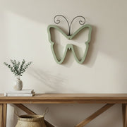 7.5 Inch Wooden Butterfly Wall Decor in Soft Green Finish - Set of 2