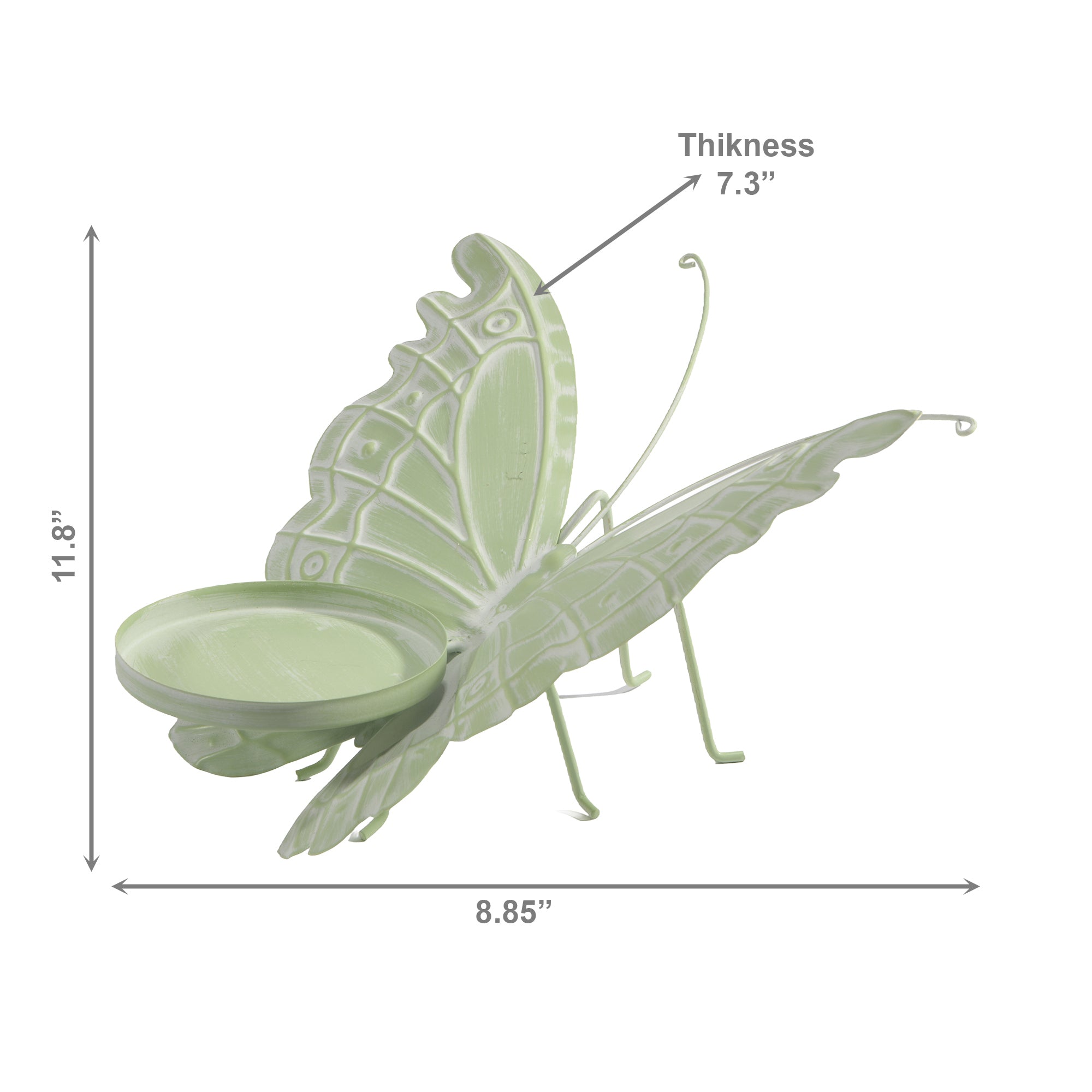 11.8 Inch Green Metal Butterfly Candle Holder for Elegant Display - Set of 2