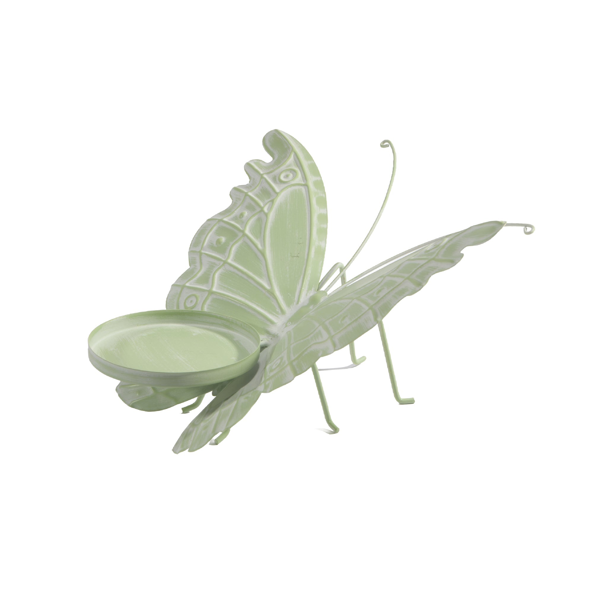 11.8 Inch Green Metal Butterfly Candle Holder for Elegant Display - Set of 2