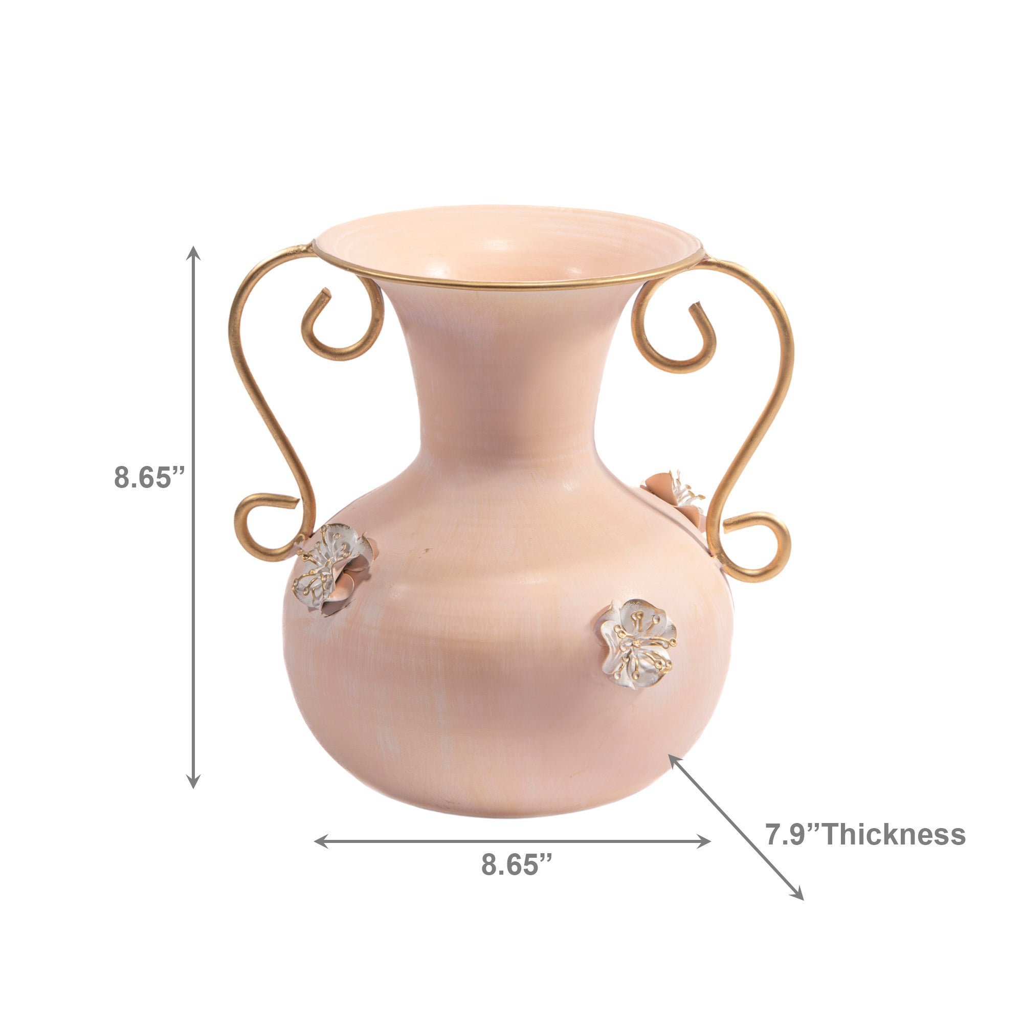 Ornate Metal Vase in Peachy Rose Finish for Stylish Floral Arrangements