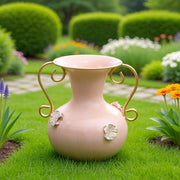 Ornate Metal Vase in Peachy Rose Finish for Stylish Floral Arrangements