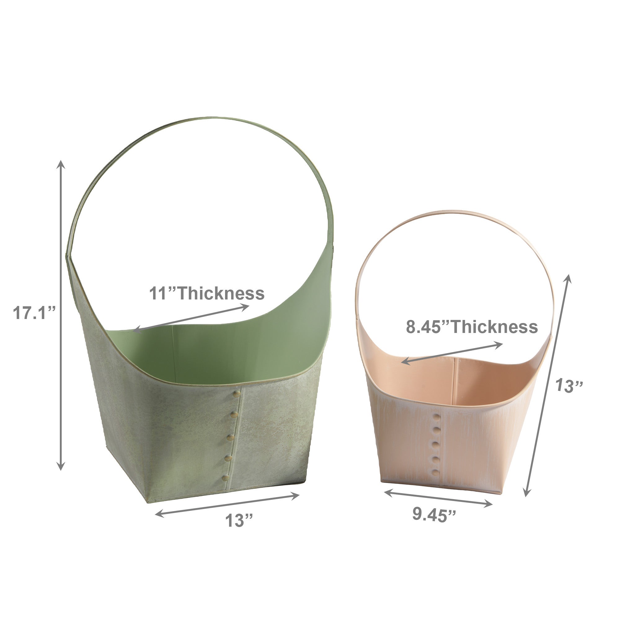 Set of 2 Metal Basket Planters with Handles for Versatile Plant Display