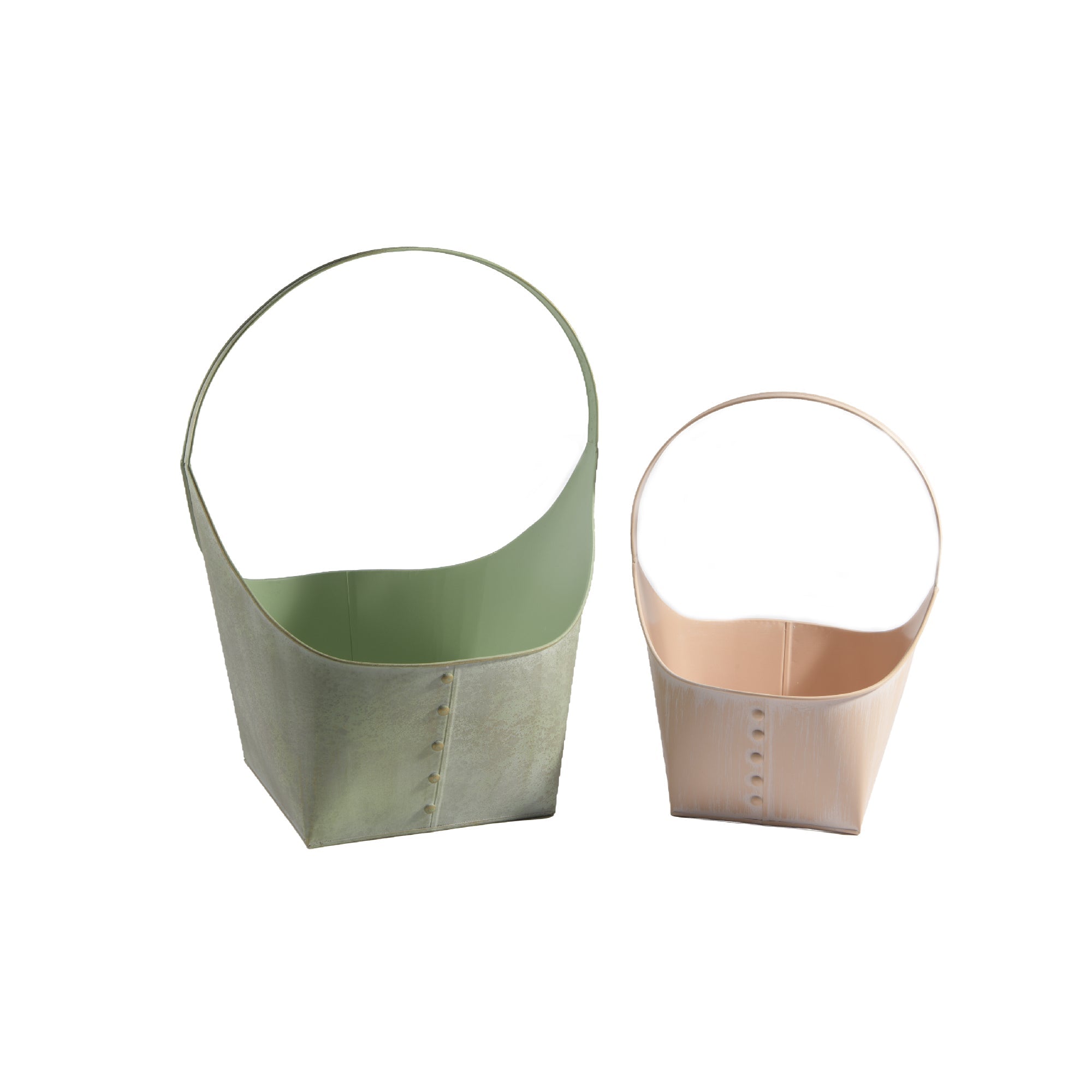 Set of 2 Metal Basket Planters with Handles for Versatile Plant Display