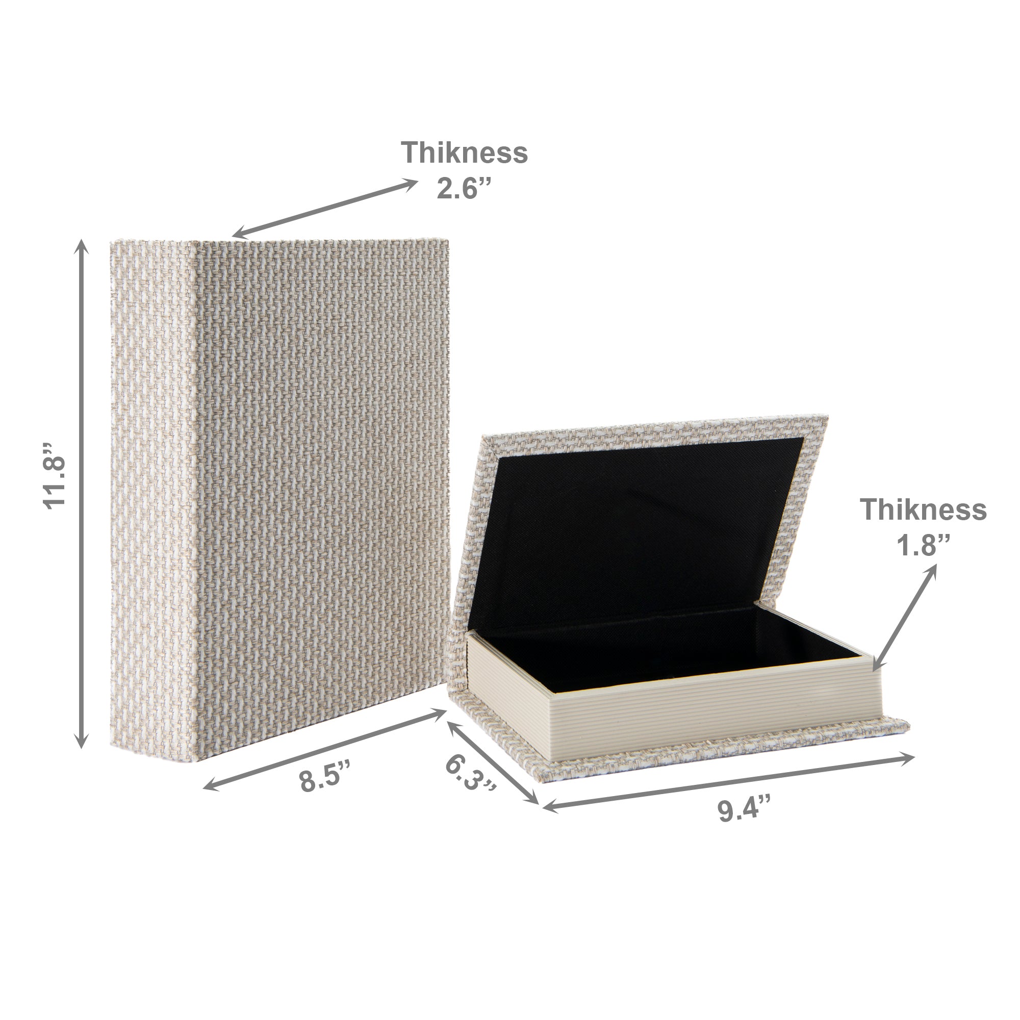 Set of 2 Beige Woven Fabric Storage Books for Stylish Organization