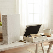 Set of 2 Beige Woven Fabric Storage Books for Stylish Organization