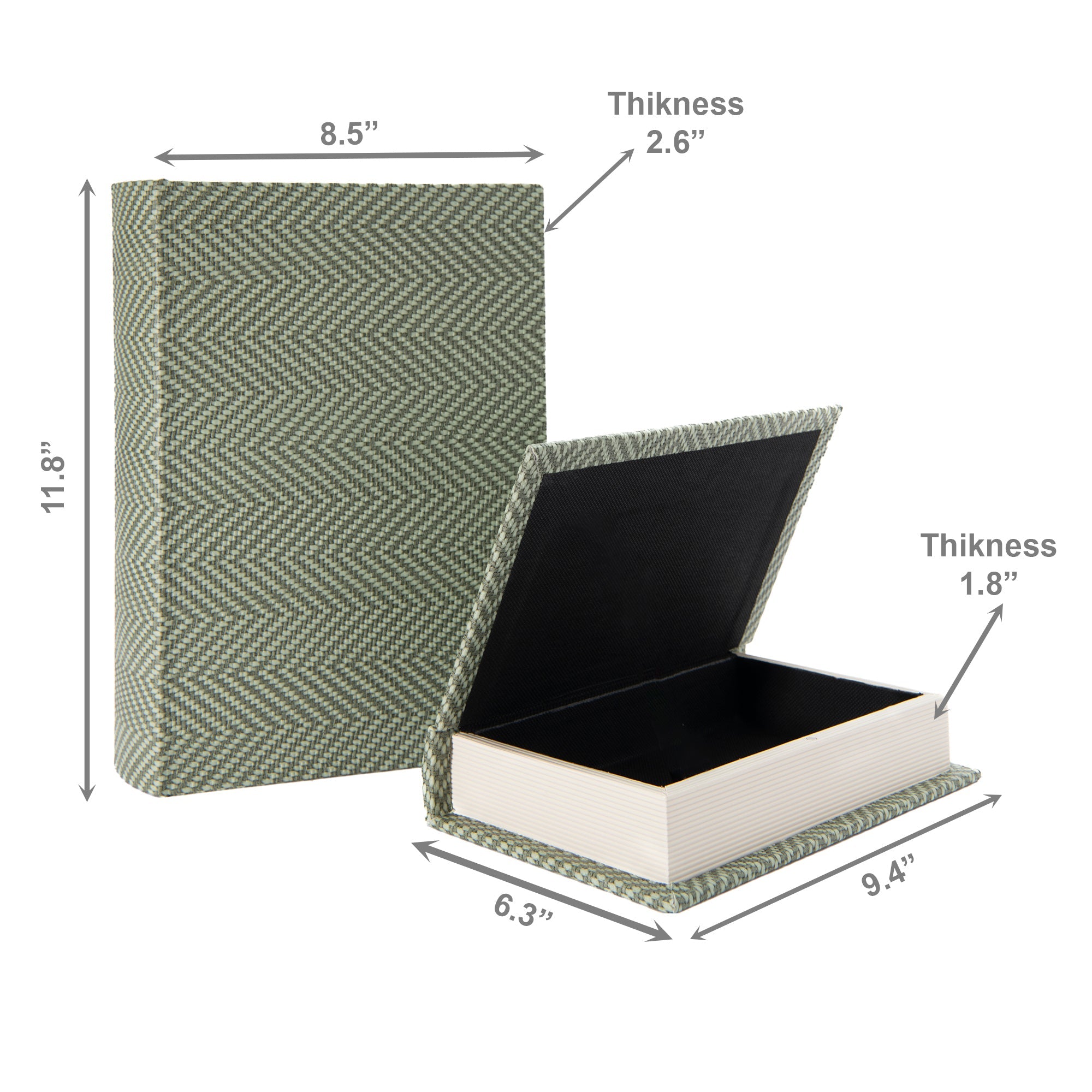 Set of 2 Green Woven Fabric Storage Books for Functional Decor
