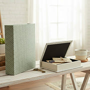 Set of 2 Green Woven Fabric Storage Books for Functional Decor