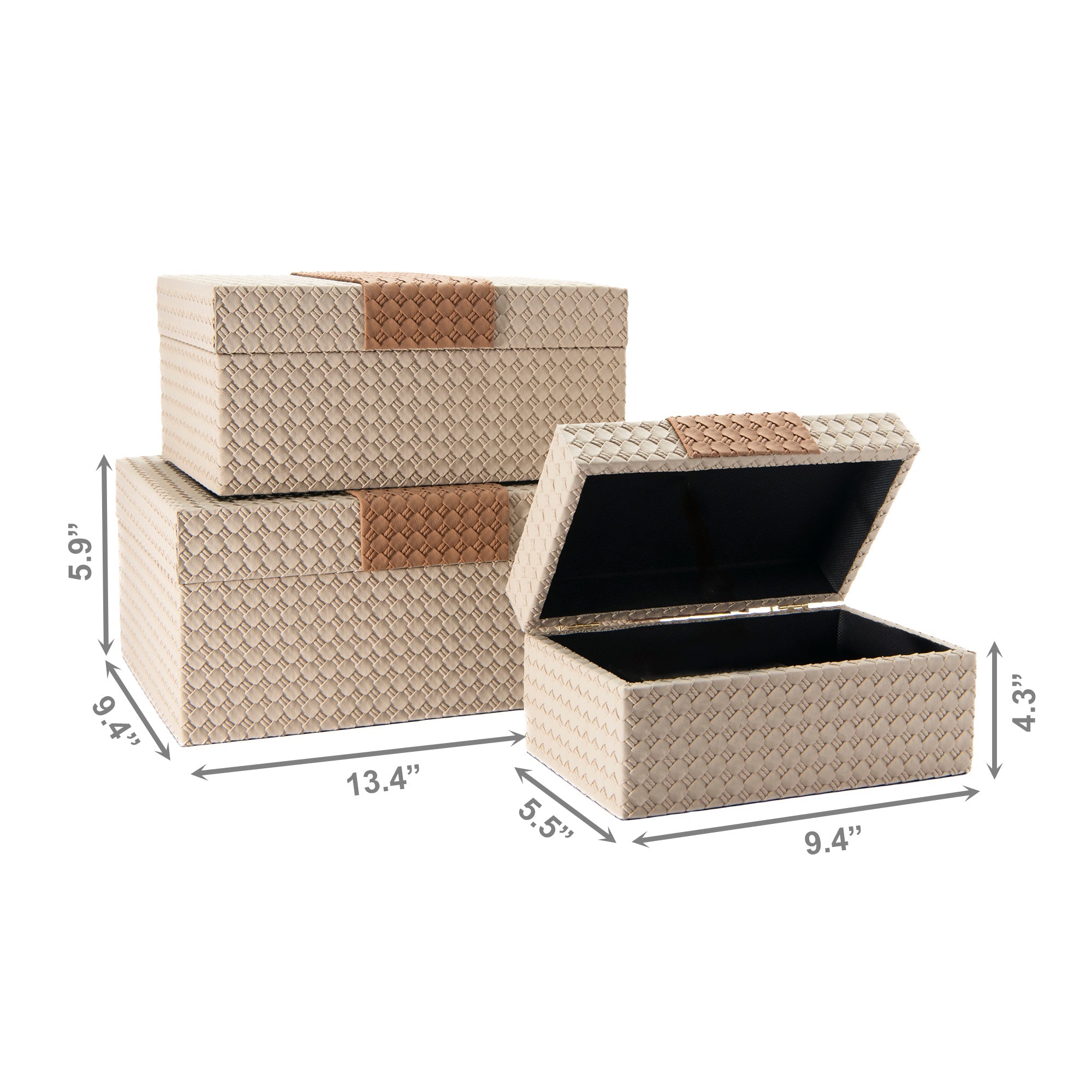 Set of 3 Two-Tone Woven Storage Boxes for Stylish Organization