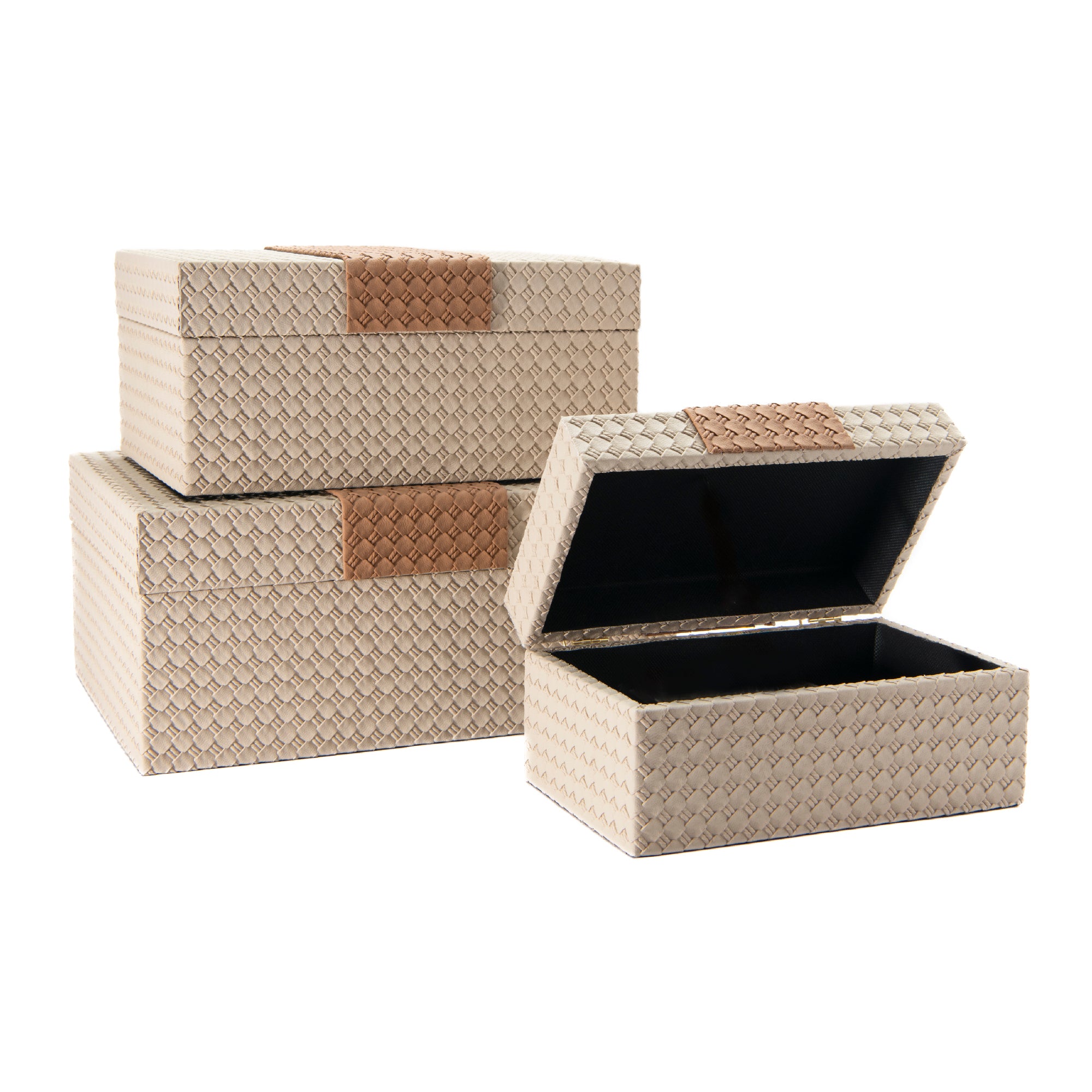 Set of 3 Two-Tone Woven Storage Boxes for Stylish Organization
