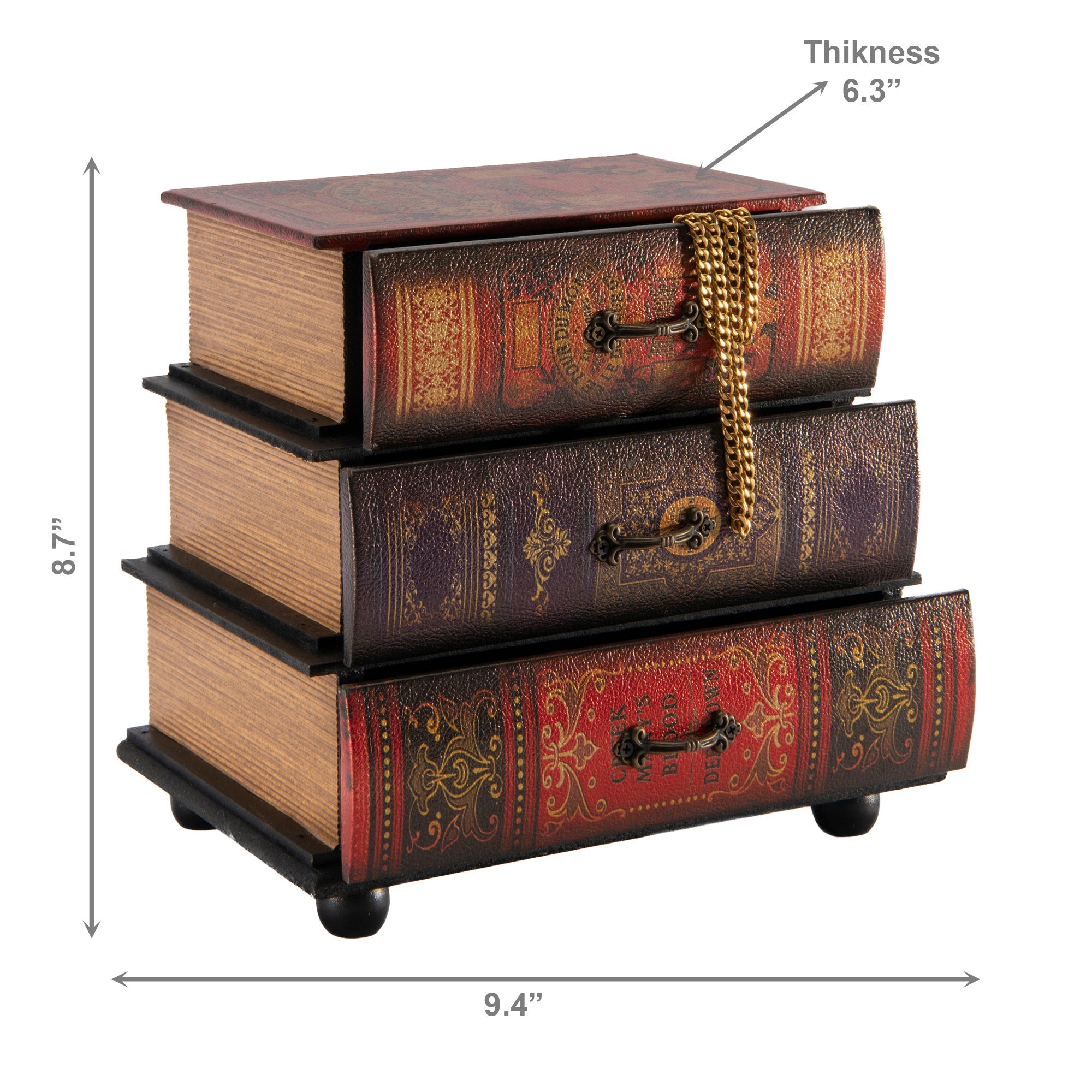Victorian Style Stacking Book Decor with 3 Hidden Drawers for Secret Storage