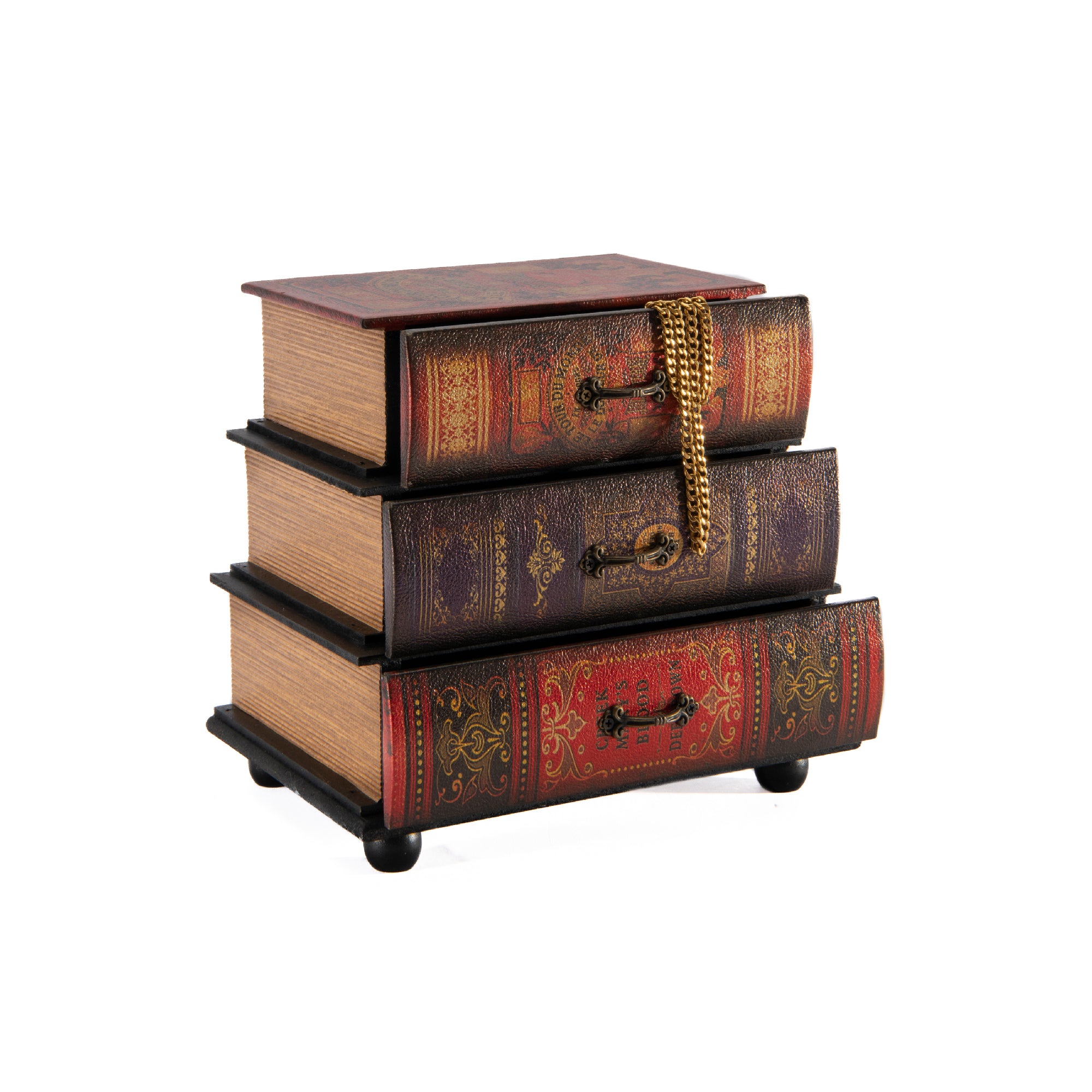 Victorian Style Stacking Book Decor with 3 Hidden Drawers for Secret Storage
