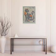 Thread Framed Wall Art Cat & Leaves, Thread Framed Cat And Leaves Wall Art, Artistic Decor