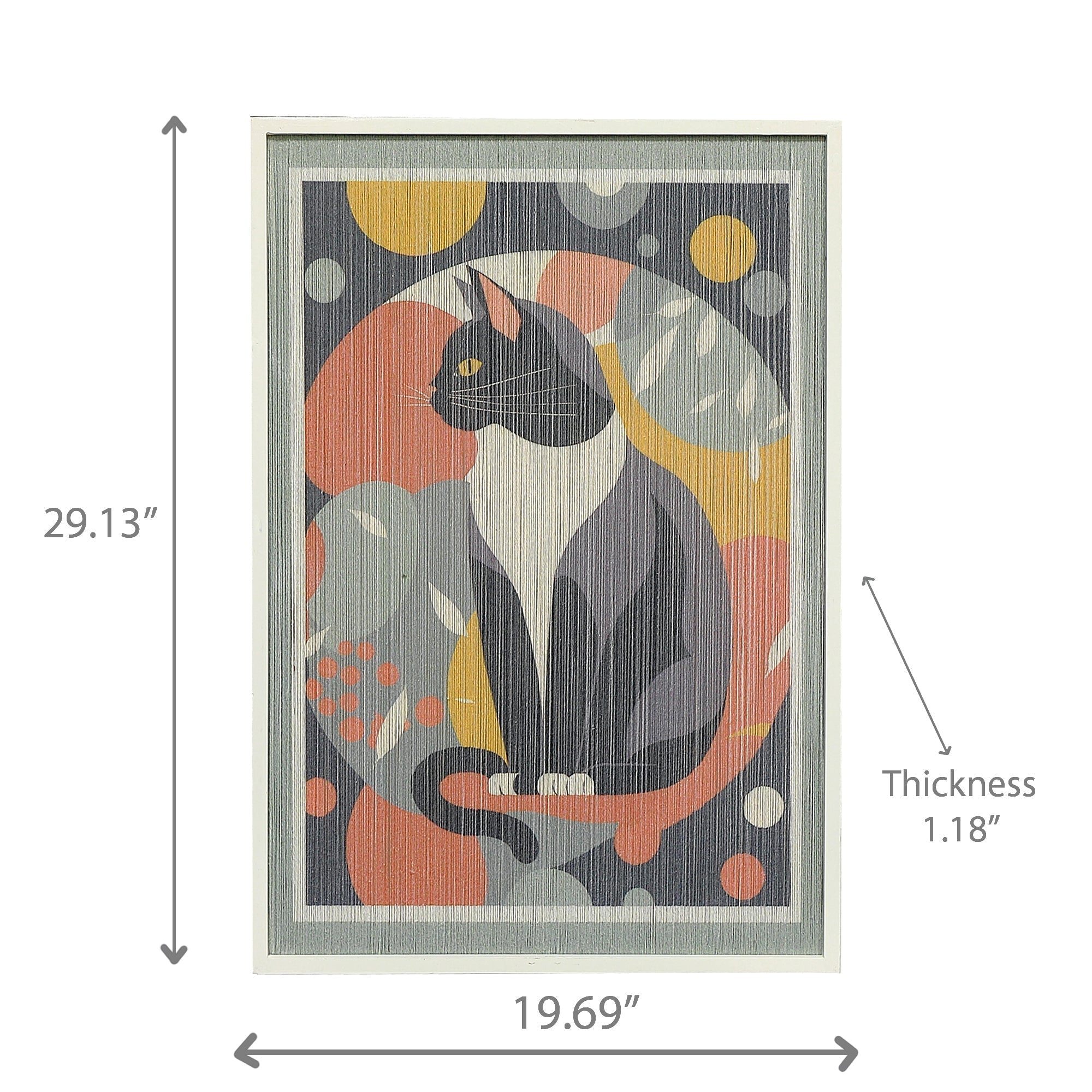 Thread Framed Wall Art Cat In Matisse Style, Thread Framed Cat Wall Art, Modern Decorative Piece