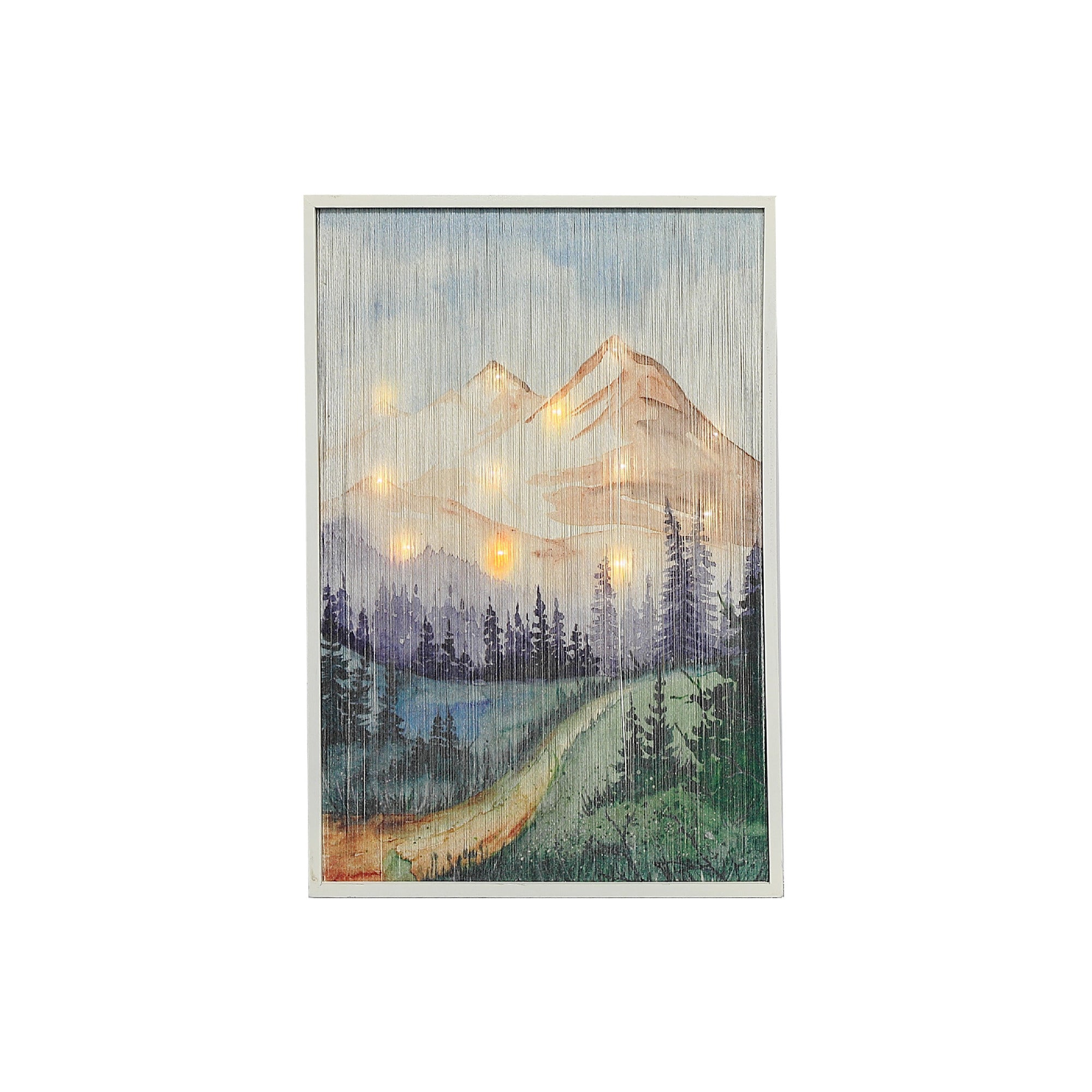 Led Thread Framed Wall Art Mountain Landscape, Led Thread Mountain Landscape Wall Decor, Lighted Art Piece