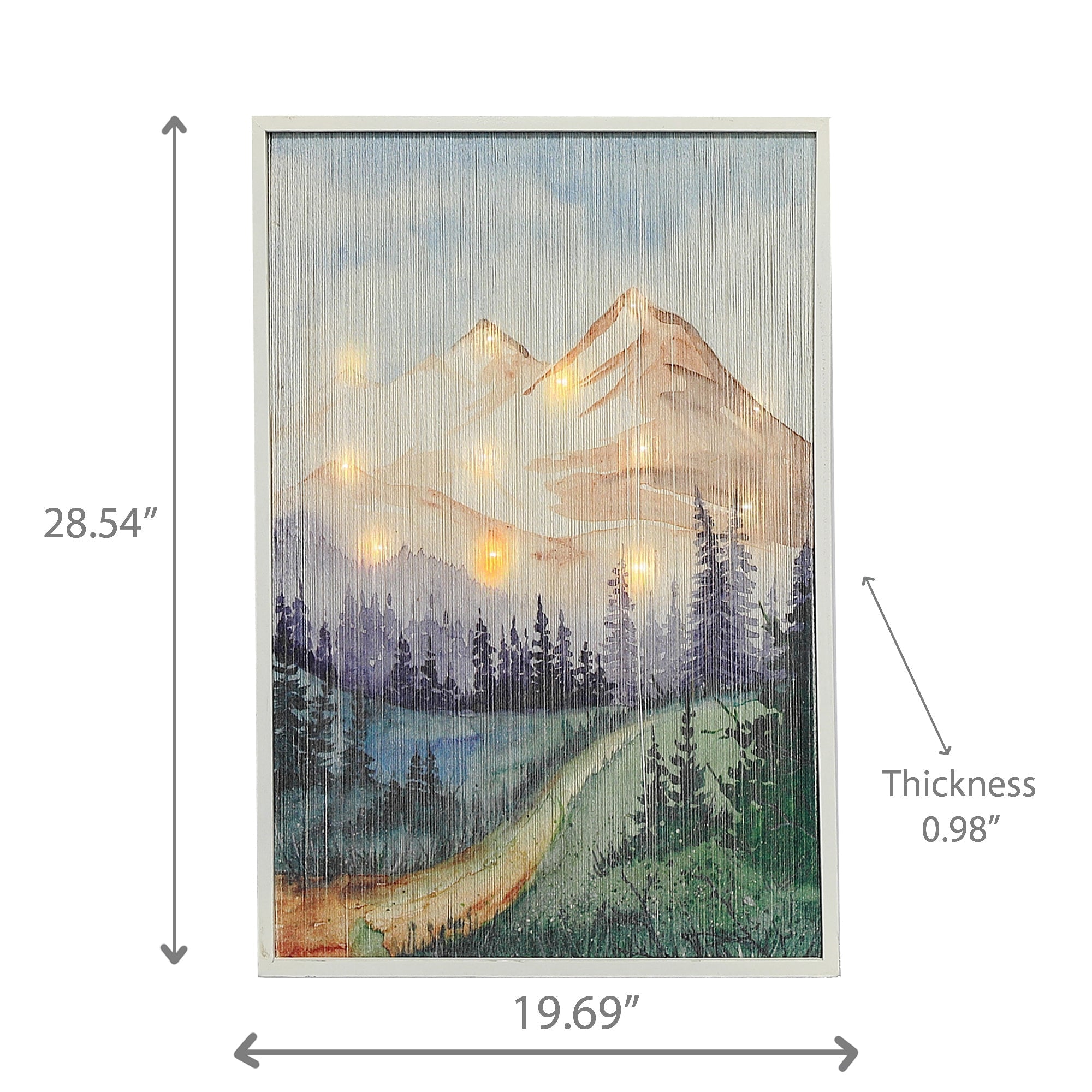 Led Thread Framed Wall Art Mountain Landscape, Led Thread Mountain Landscape Wall Decor, Lighted Art Piece