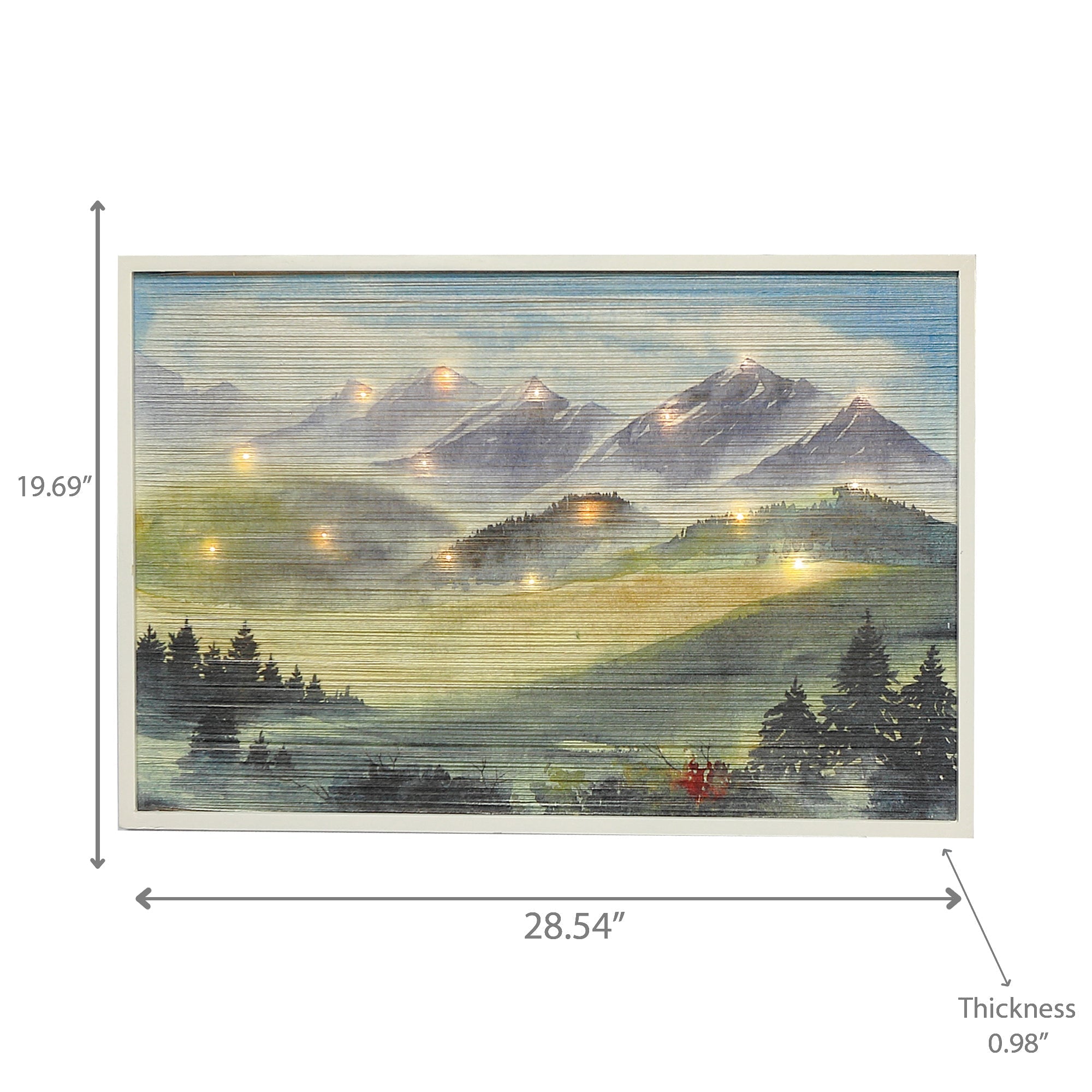 Led Thread Framed Wall Art Mountain, Led Thread Mountain Wall Art, Illuminated Landscape Decor