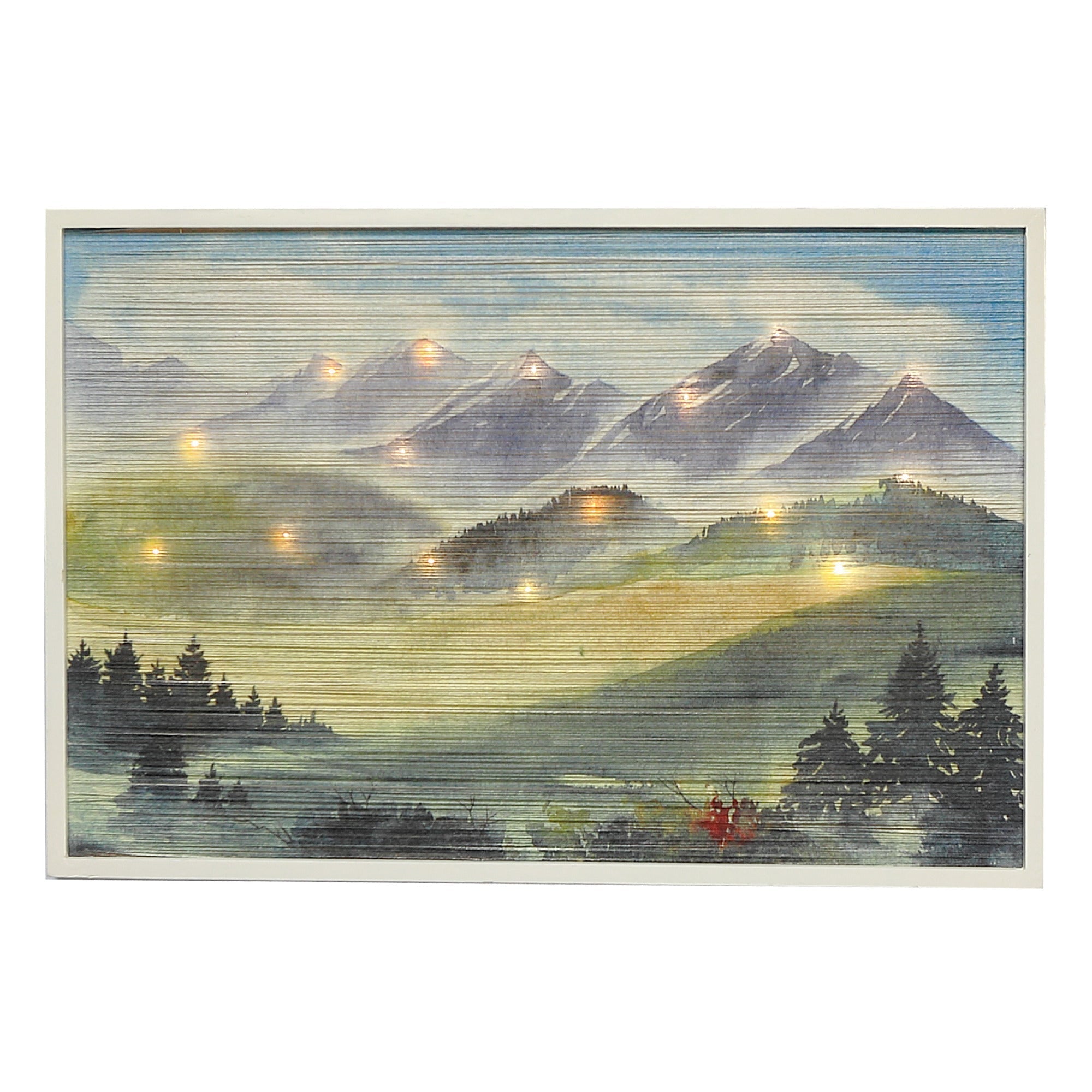 Led Thread Framed Wall Art Mountain, Led Thread Mountain Wall Art, Illuminated Landscape Decor