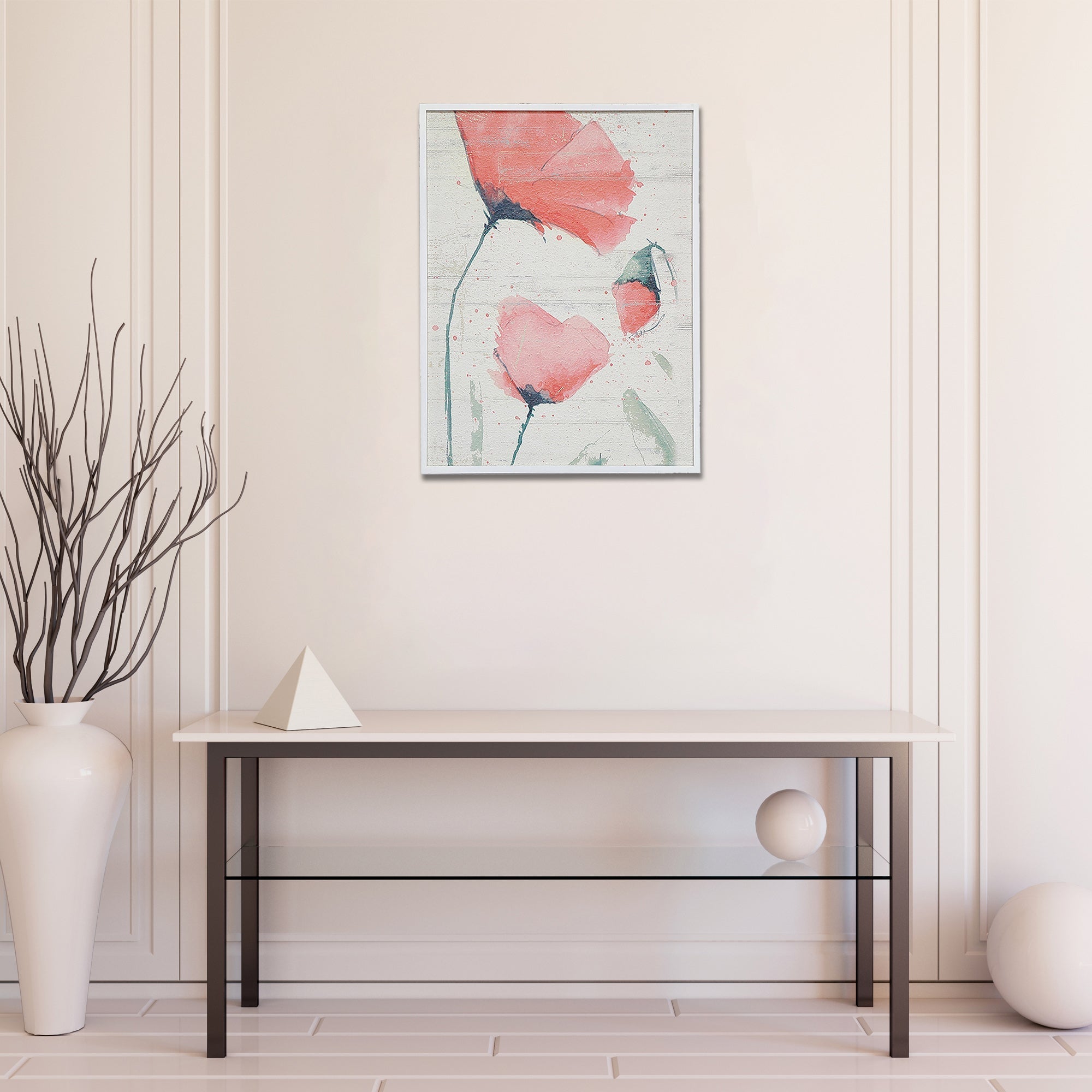 Recycled Paper Framed Wall Art Poppy, Recycled Paper Framed Poppy Wall Art, Eco Friendly Decor