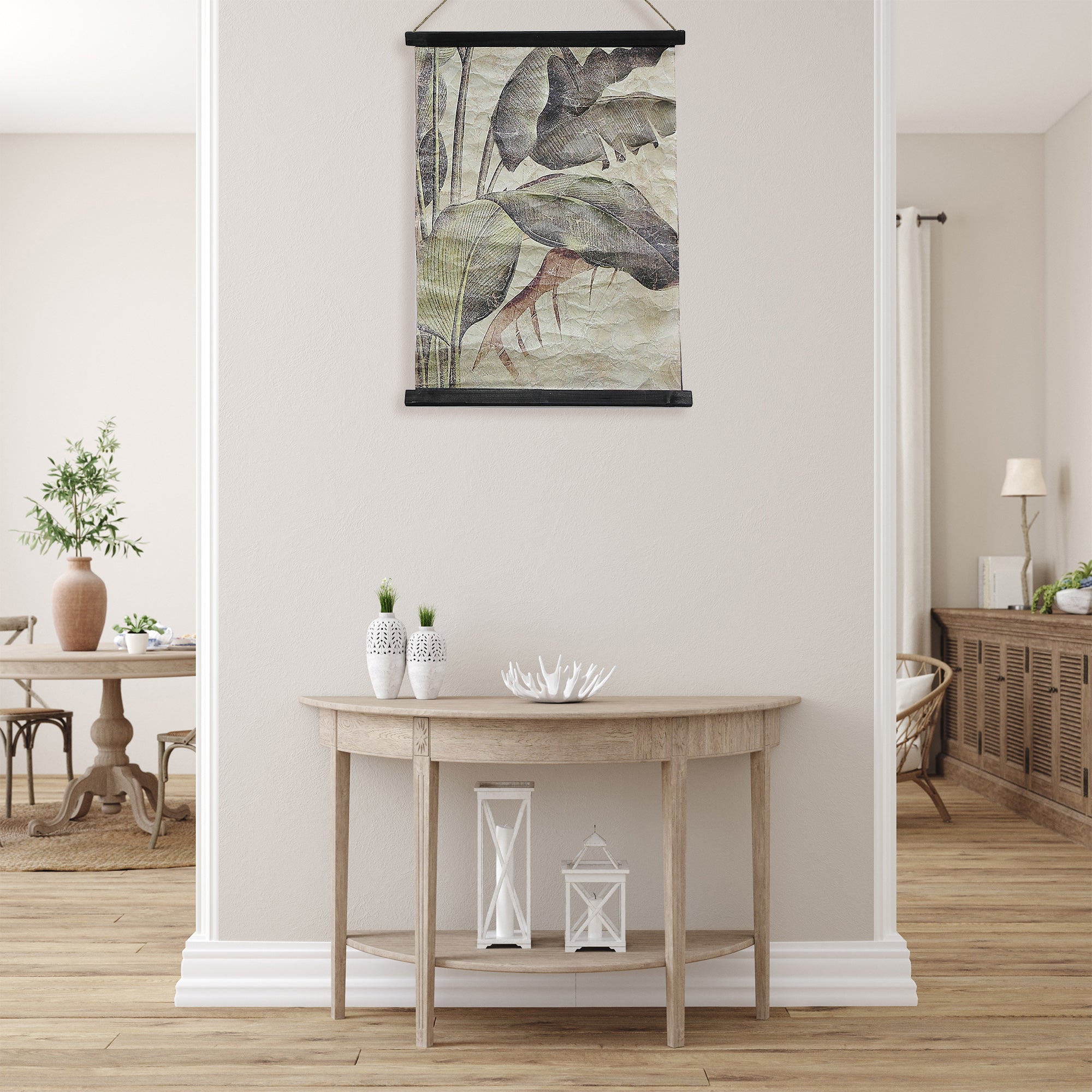 Crinkle Paper Wall Hanger Banana Leaf, Banana Leaf Crinkle Paper Wall Art, Tropical Decor