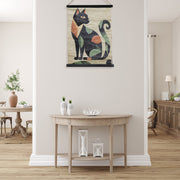 Crinkle Paper Wall Hanger Cat & Leaves, Cat And Leaves Paper Wall Decor, Artistic Home Accent