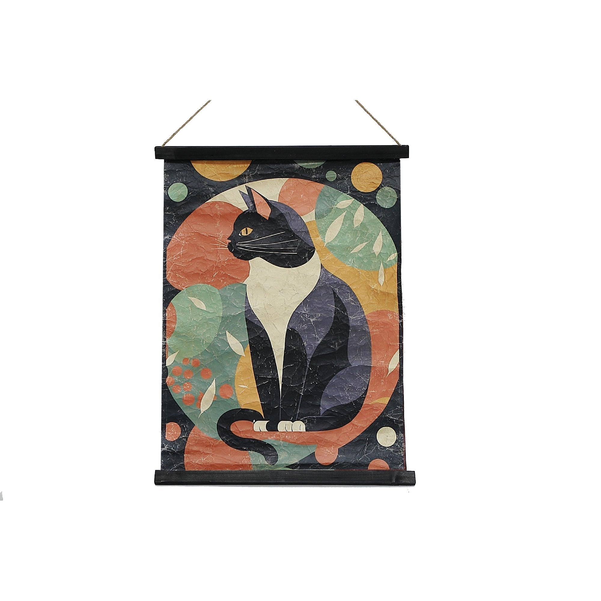 Crinkle Paper Wall Hanger Cat In Matisse Style, Cat In Matisse Style Paper Wall Art, Modern Decorative Hanging