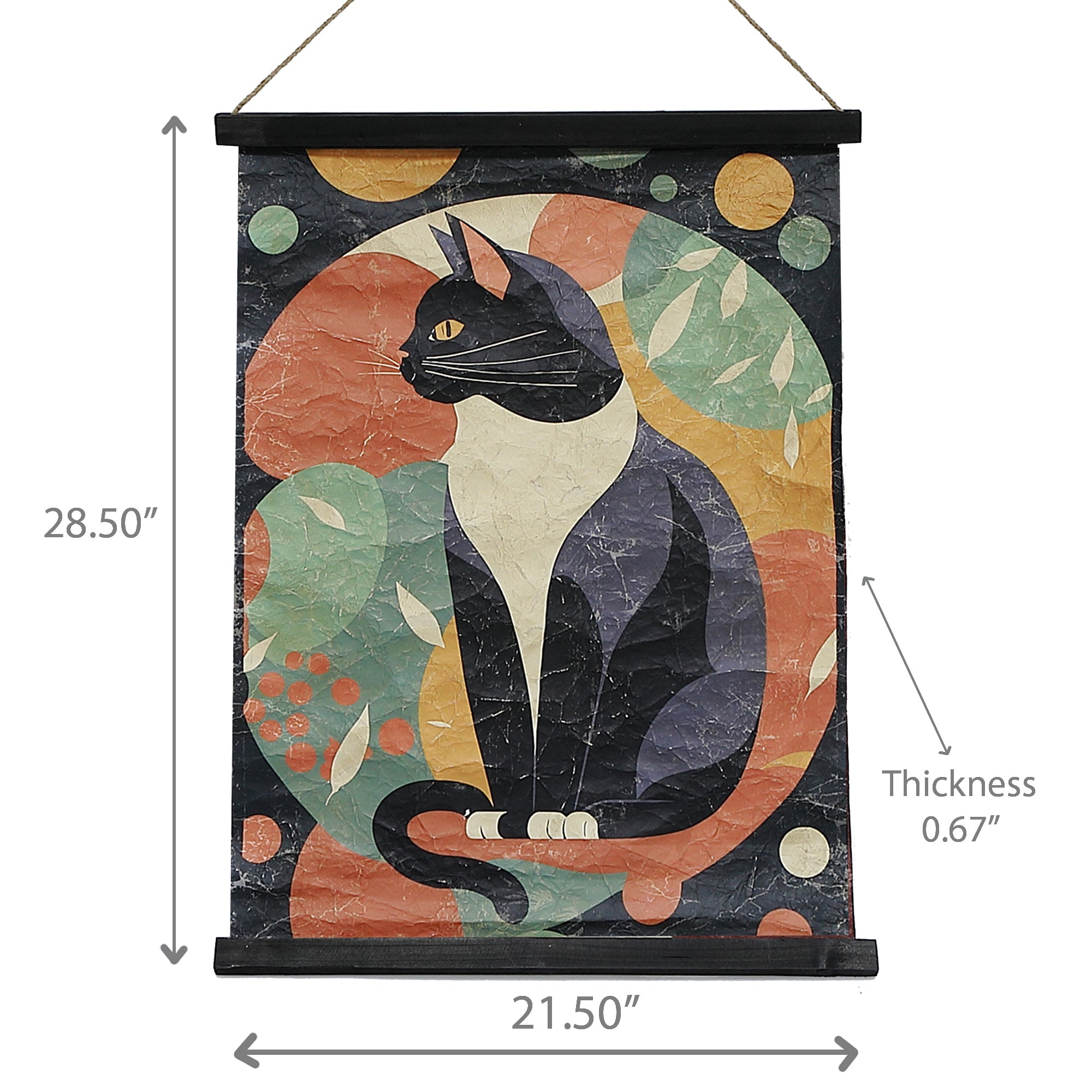 Crinkle Paper Wall Hanger Cat In Matisse Style, Cat In Matisse Style Paper Wall Art, Modern Decorative Hanging