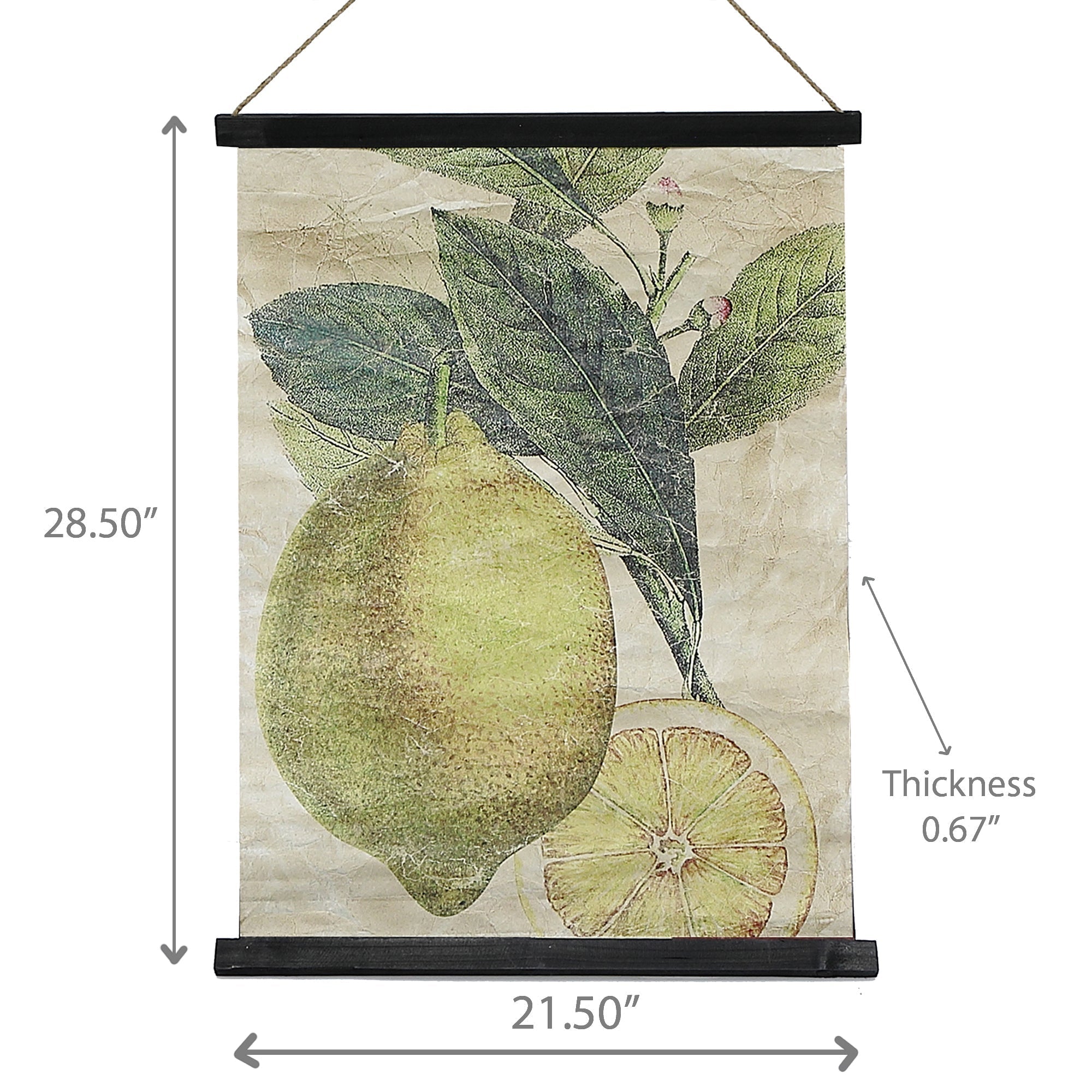Crinkle Paper Wall Hanger Lemon, Lemon Crinkle Paper Wall Art, Lightweight Decorative Hanging