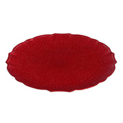 Round Textured Serving Plate – Red 13", Set of 6, Festive Dining Table