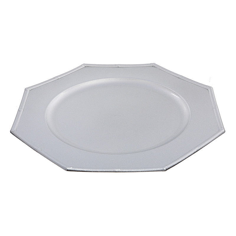 Octagon Charger Plate – Silver 13", Set of 6, Elegant Dining Table