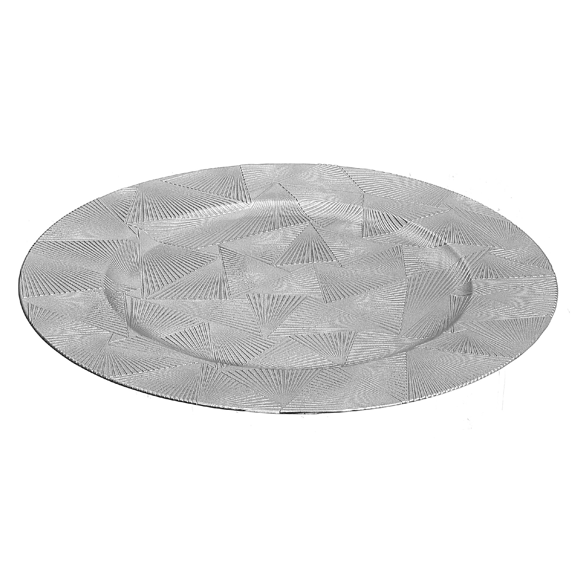 13 Inch Charger Plate Trinity Silver Decorative Dining Charger - Set of 6