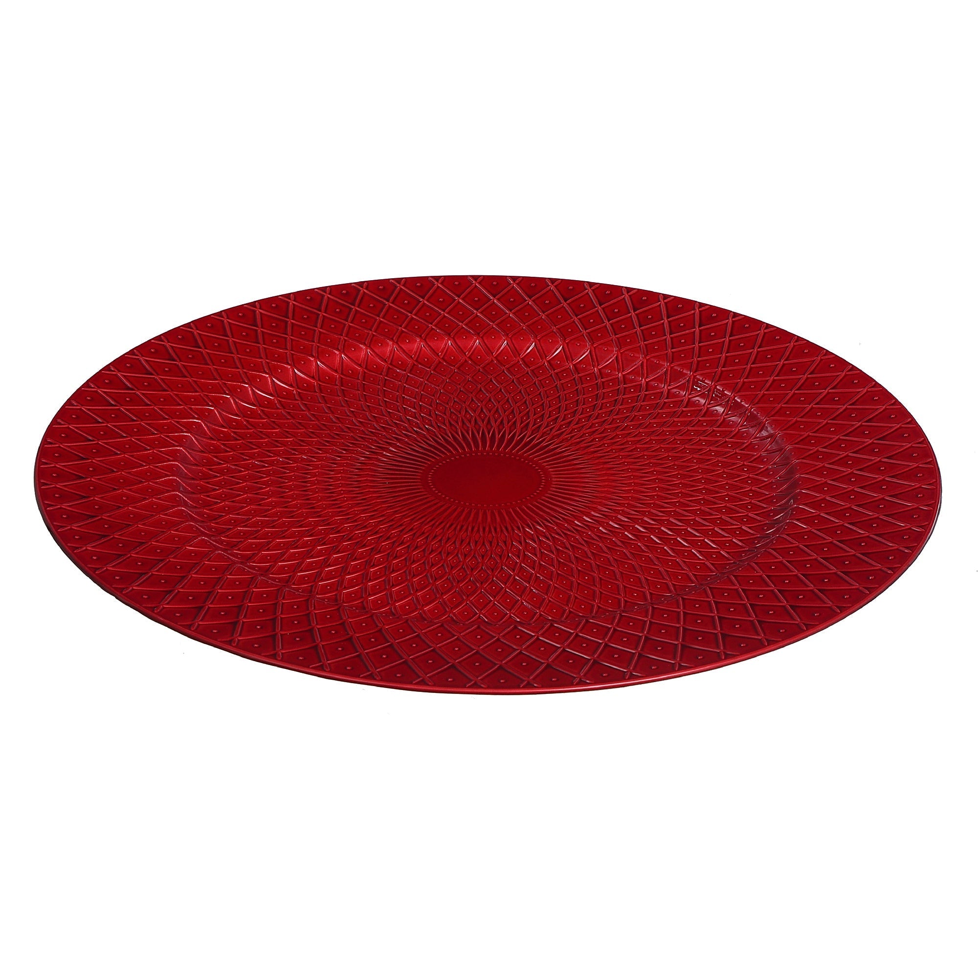 13 Inch Charger Plate Dotted Diamond Red Decorative Dining Charger - Set of 6