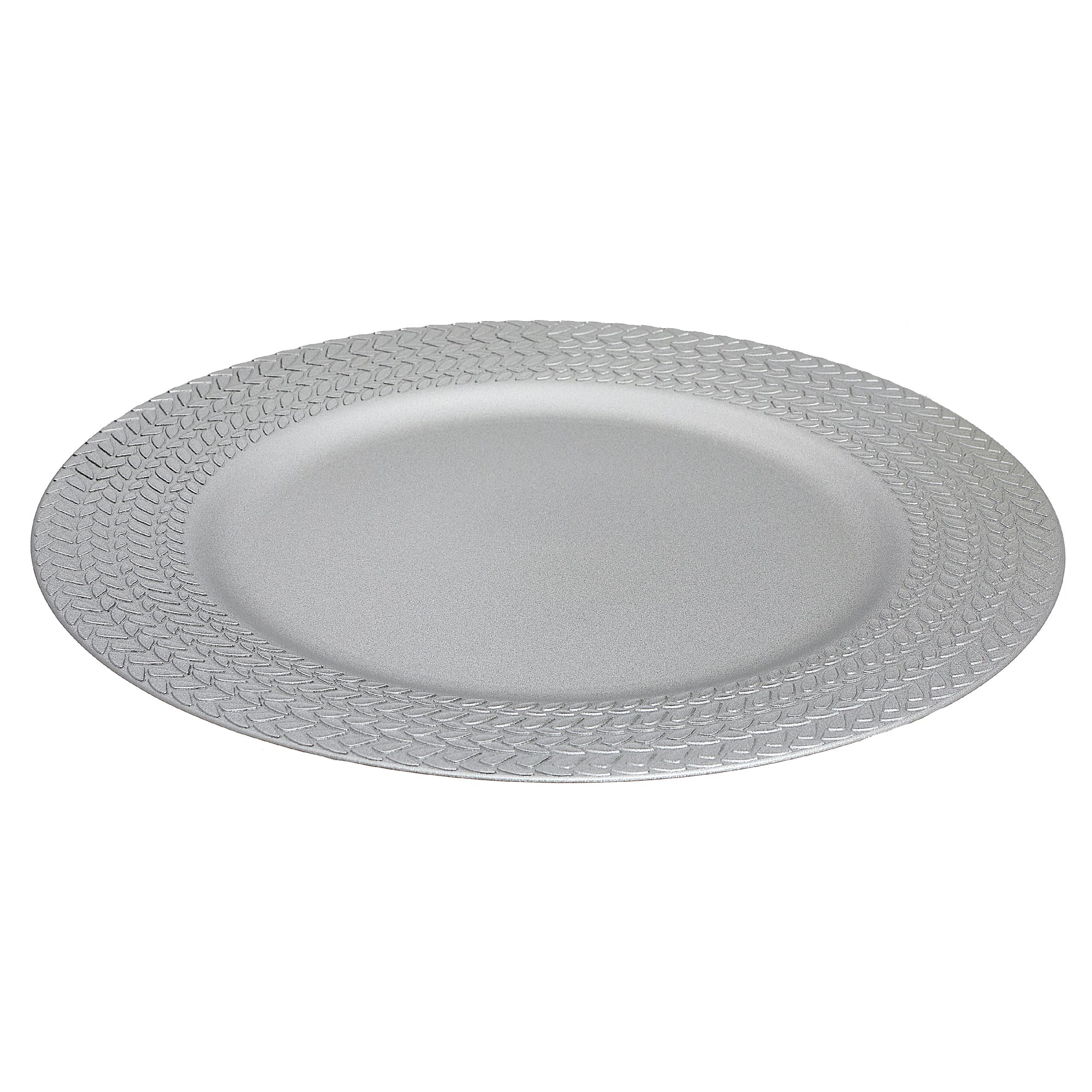 13 Inch Braided Charger Plate Silver Decorative Dining Table Charger Plates - Set of 6