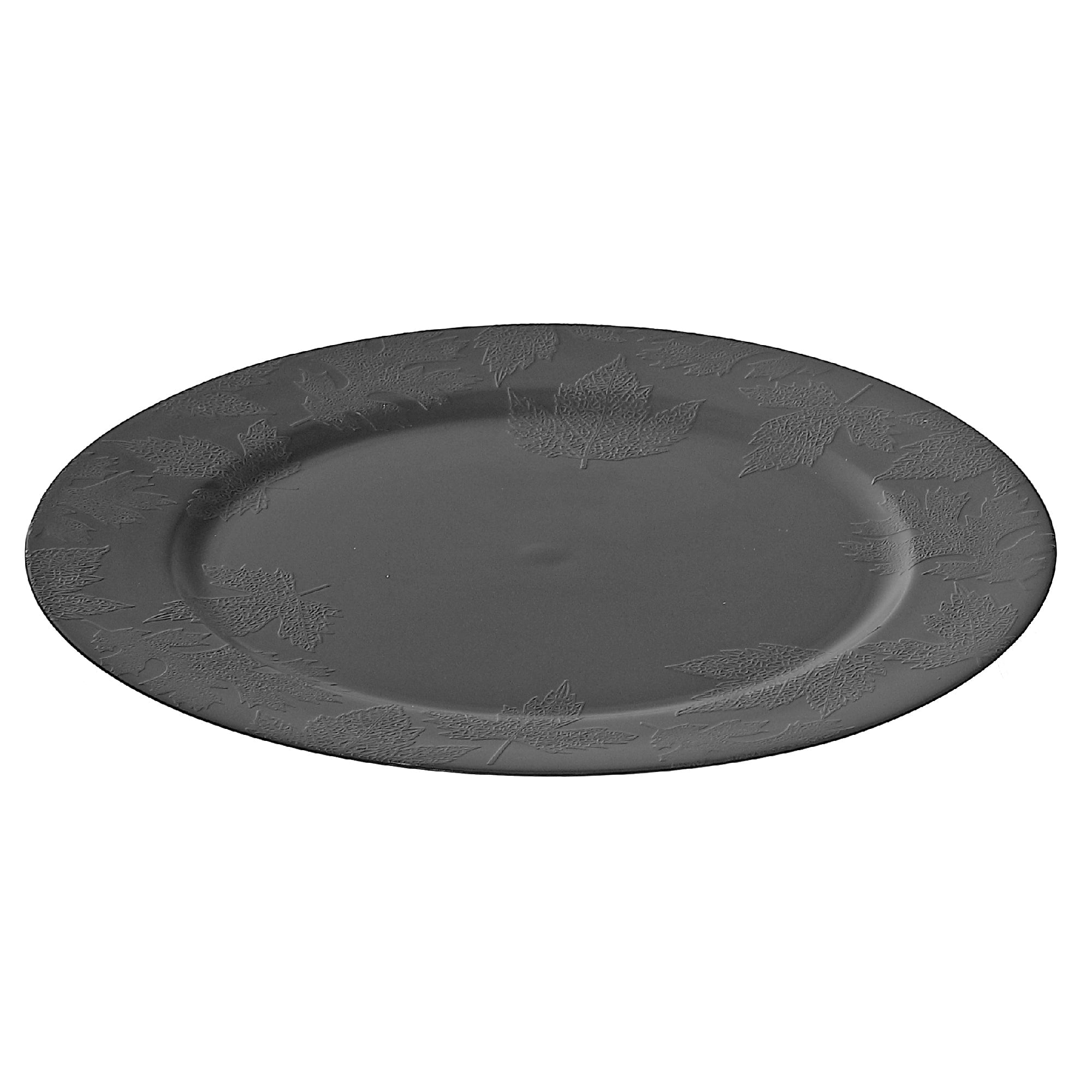 13 Inch Charger Plate Featuring Chocolate Brown Leaf Design - Set of 6