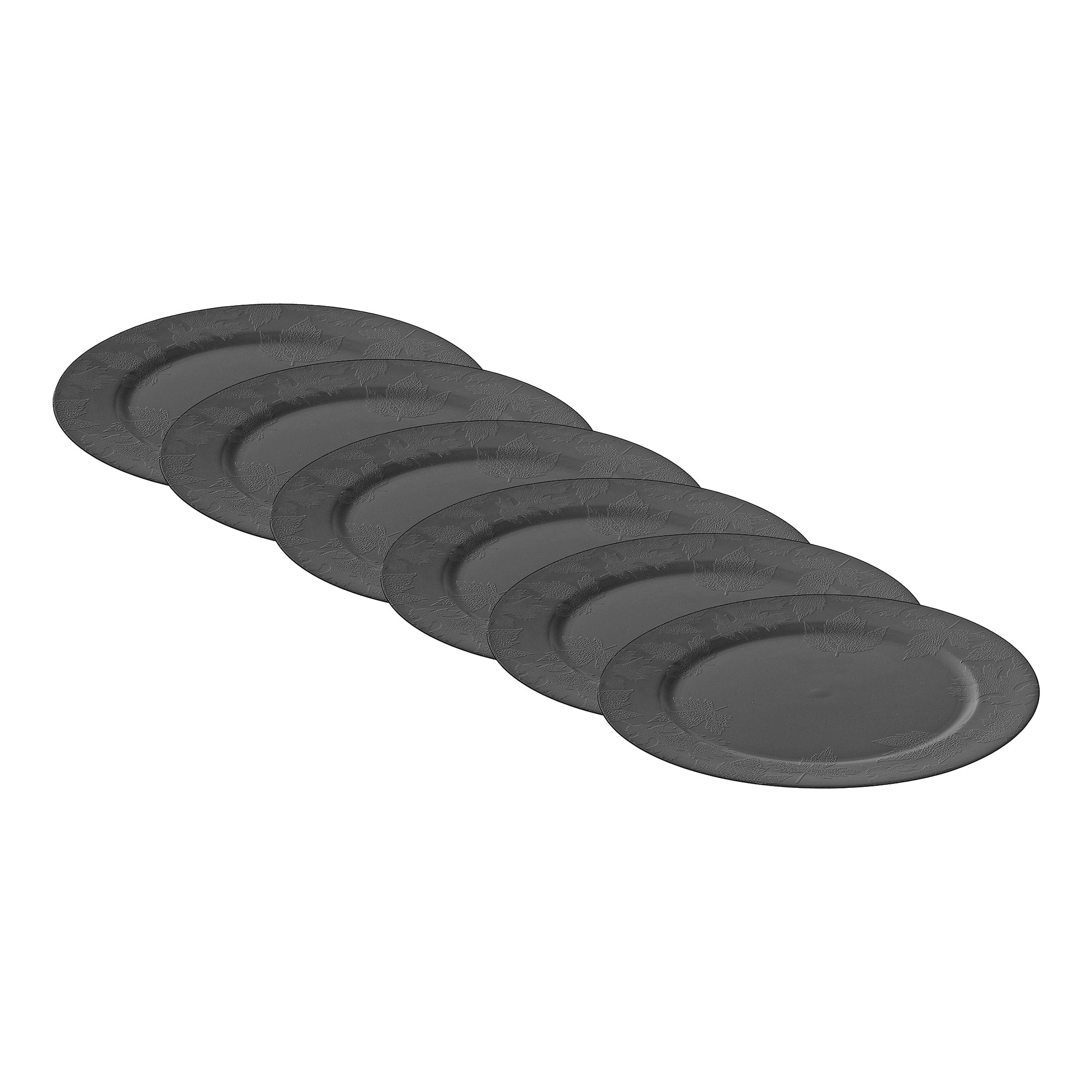 13 Inch Charger Plate Featuring Chocolate Brown Leaf Design - Set of 6