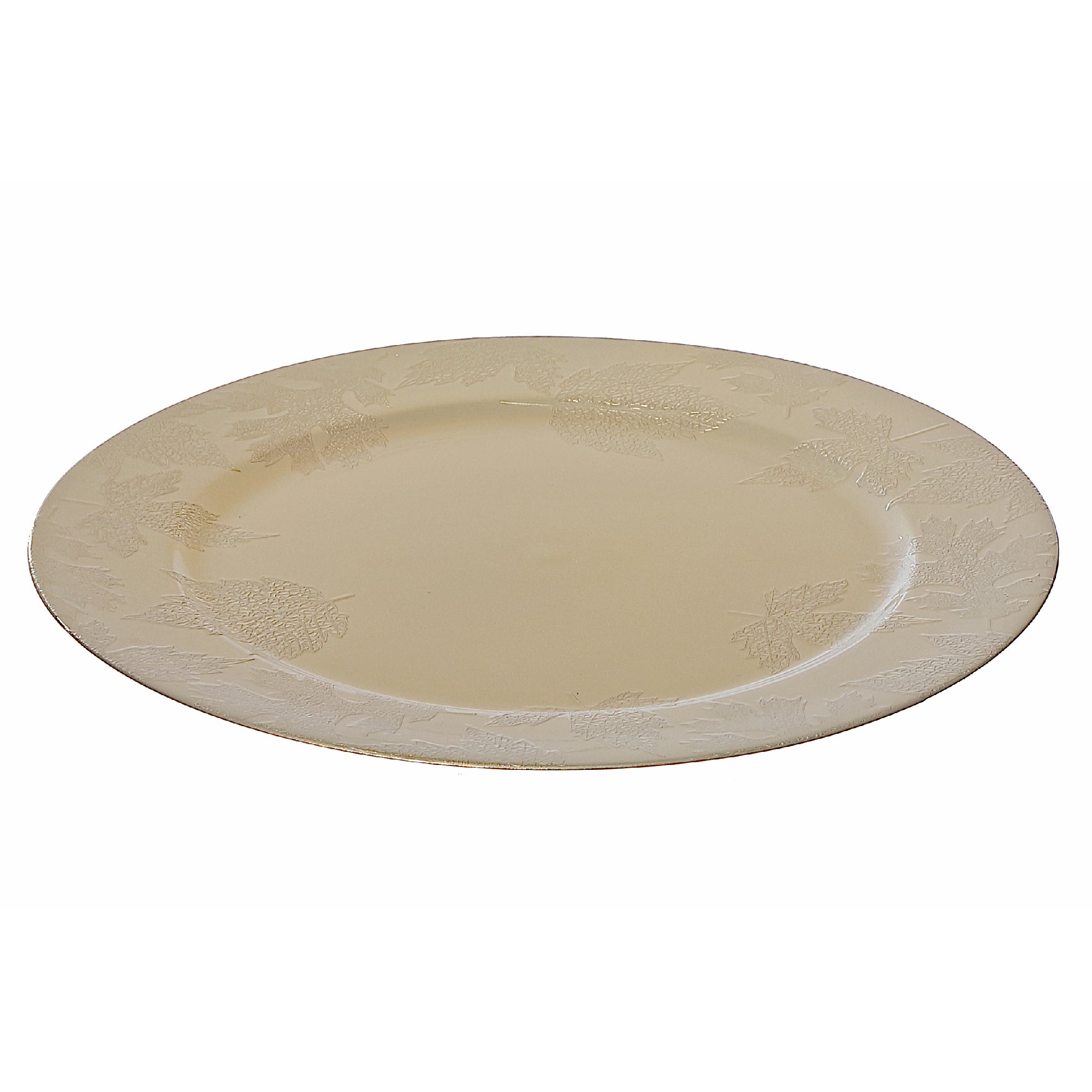 13 Inch Charger Plate with Elegant Champagne Leaf Pattern - Set of 6