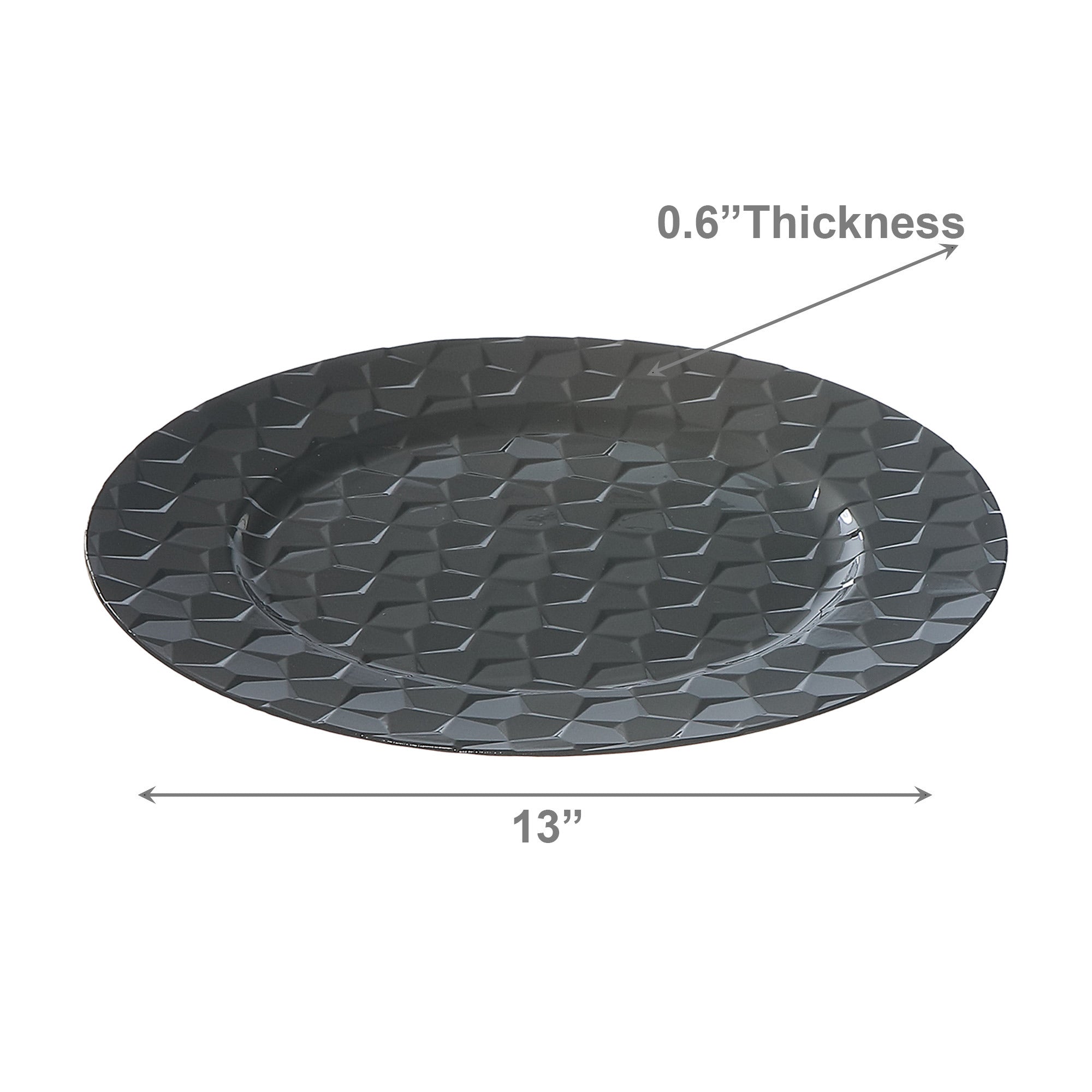 13 Inch Black Pentagon-Shaped Charger Plate for Modern Table Settings - Set of 6