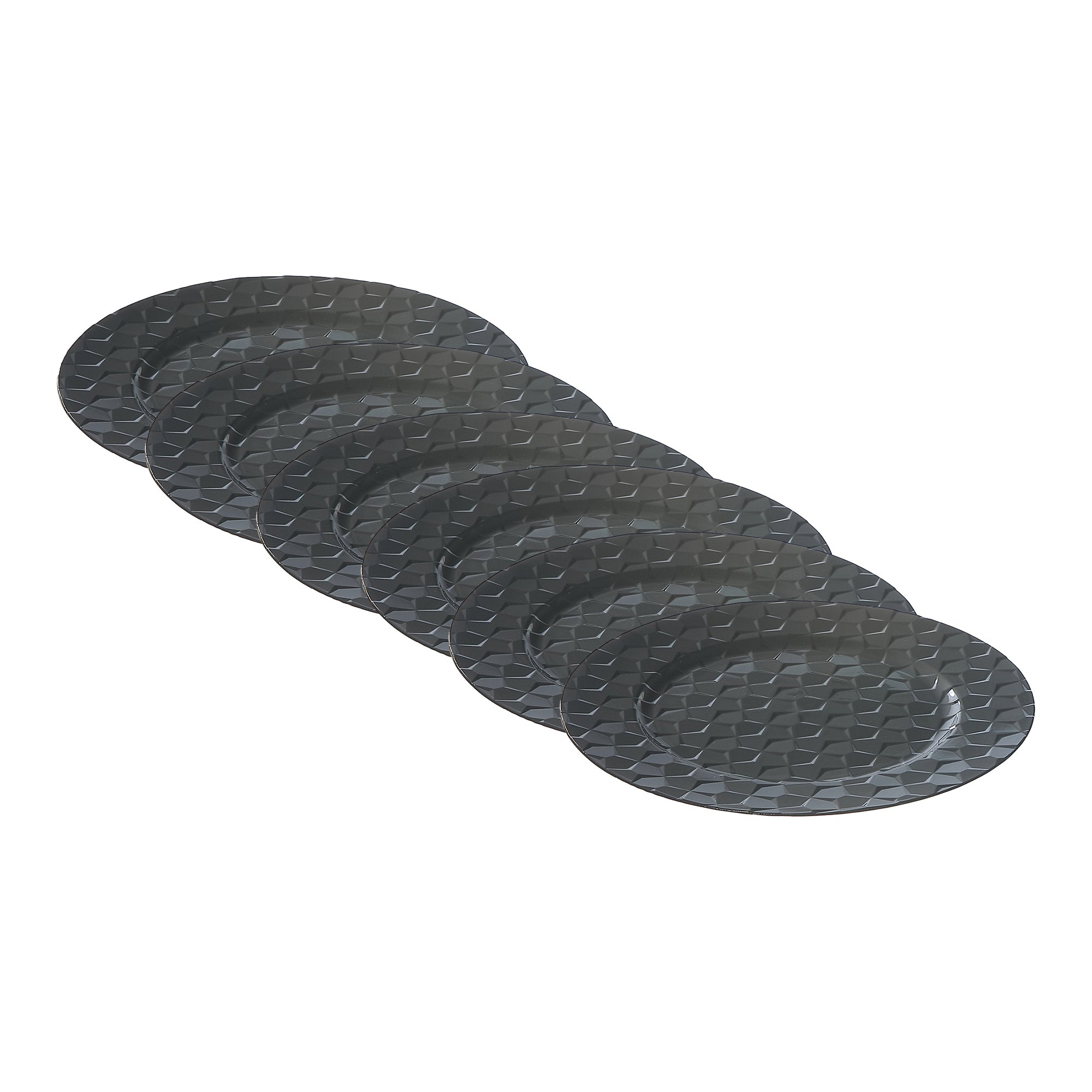 13 Inch Black Pentagon-Shaped Charger Plate for Modern Table Settings - Set of 6