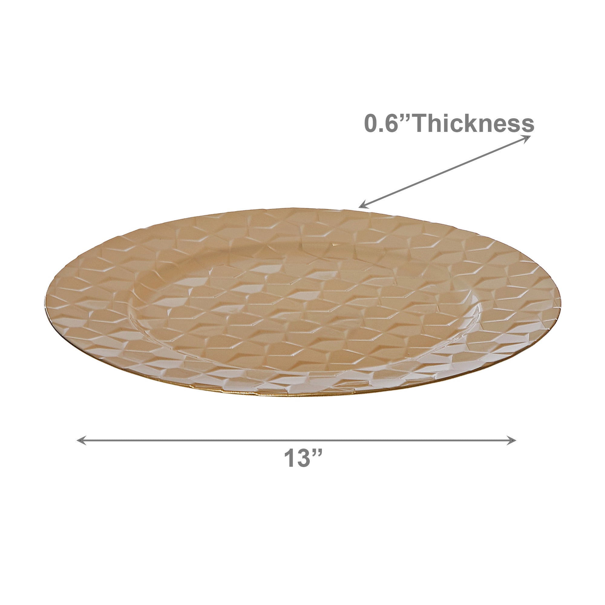 13 Inch Gold Pentagon-Shaped Charger Plate for Glamorous Dining - Set of 6