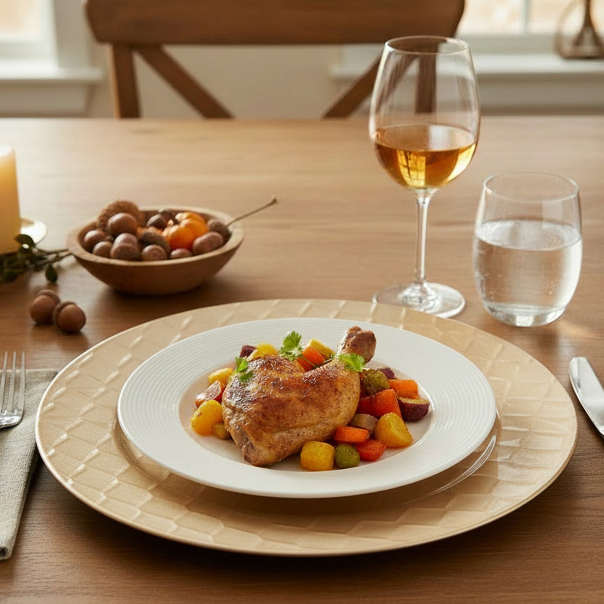 13 Inch Gold Pentagon-Shaped Charger Plate for Glamorous Dining - Set of 6
